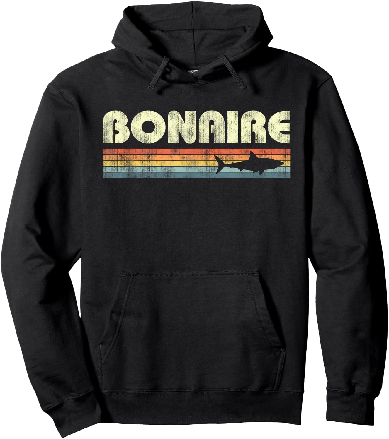 Vintage Bonaire Shark Souvenir Boys Girls Hoodie - Hoodie | Black