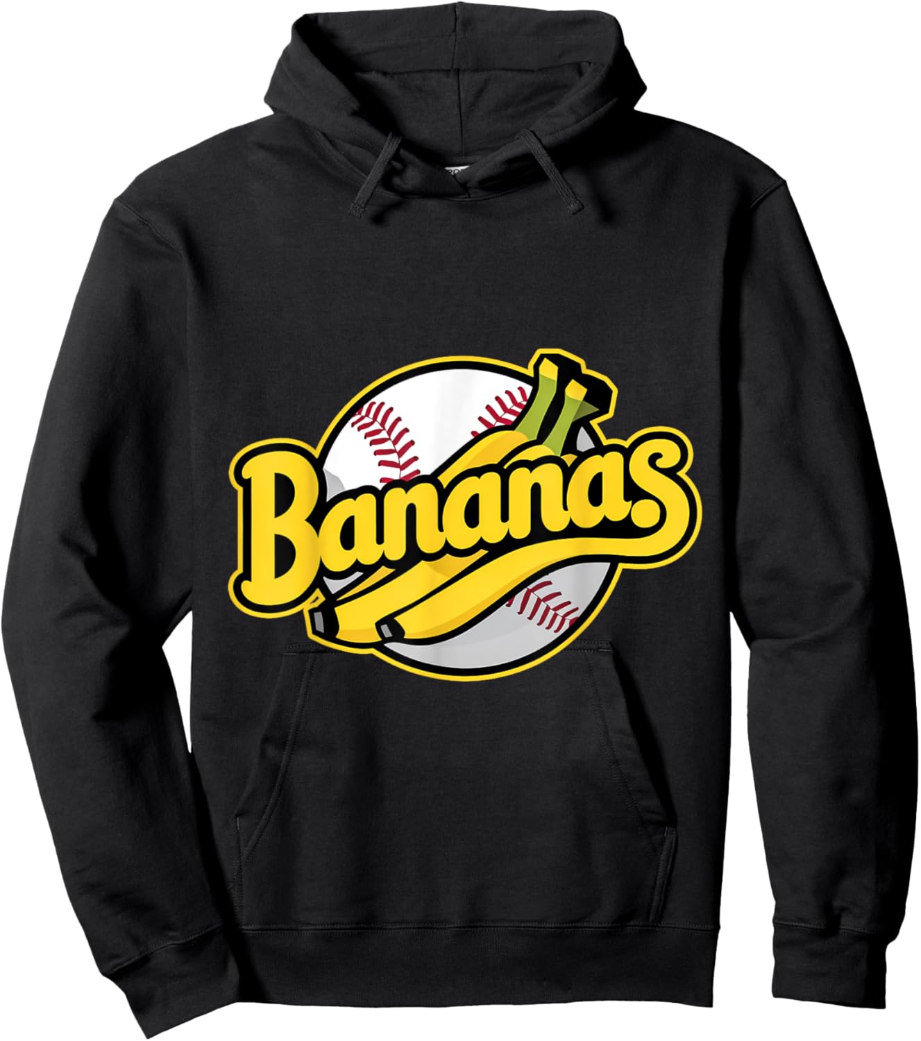 Funny Bananas Baseball Vintage Graphic Hoodie - Hoodie | Black