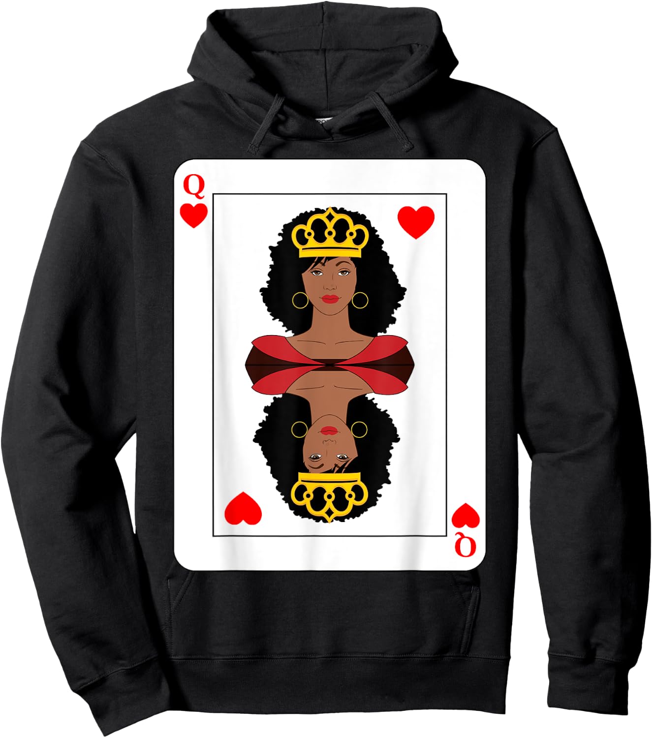 Black Queen of Hearts African American Woman on Playing Card Hoodie - Hoodie | Black