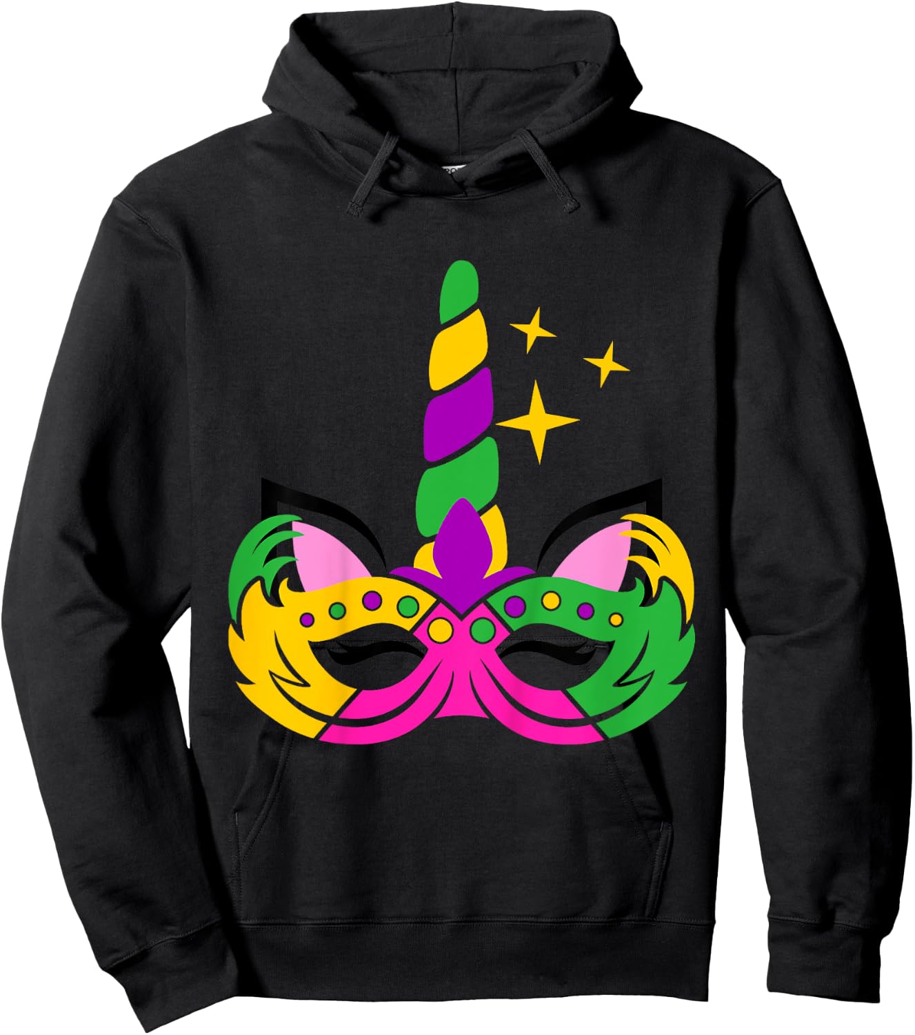 Girls Mardi Gras Unicorn for Baby and Toddler Hoodie - Hoodie | Black