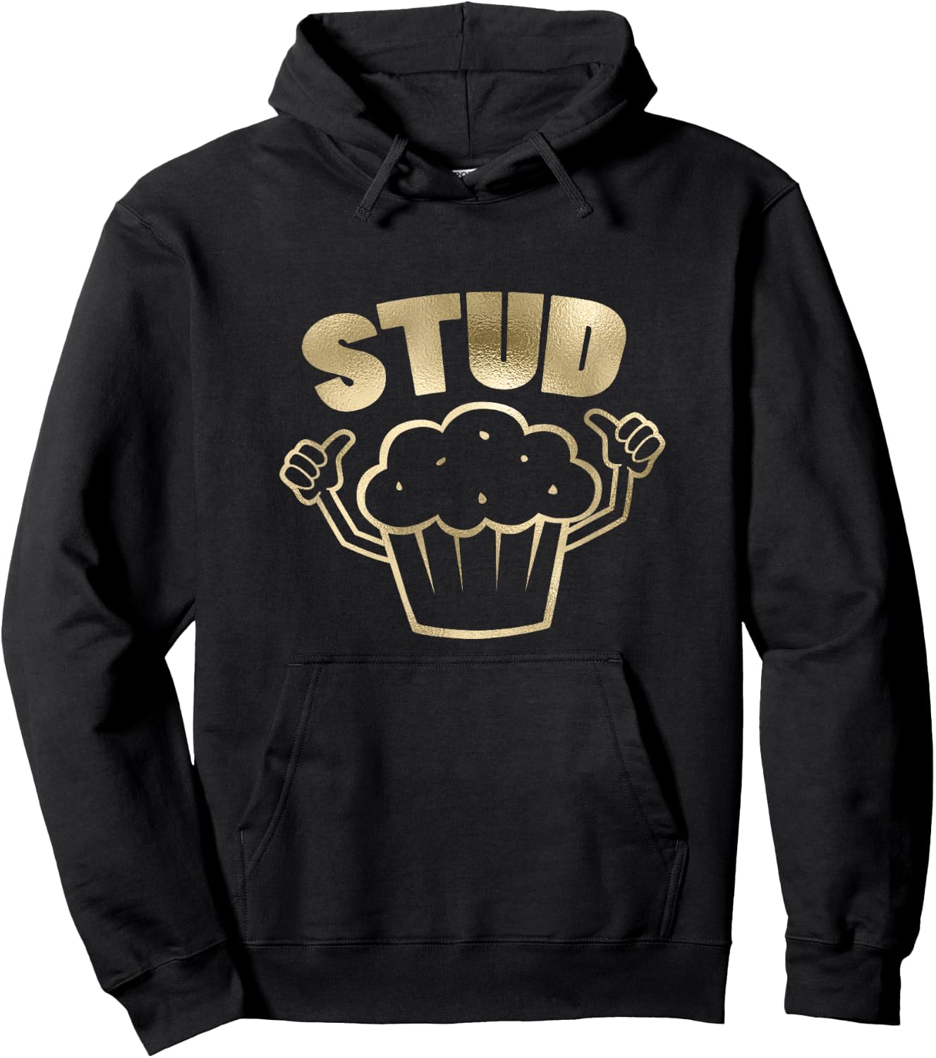 Retro Stud Muffin Thumbs Up Cartoon Graphic Costume Glam Hoodie - Hoodie | Black