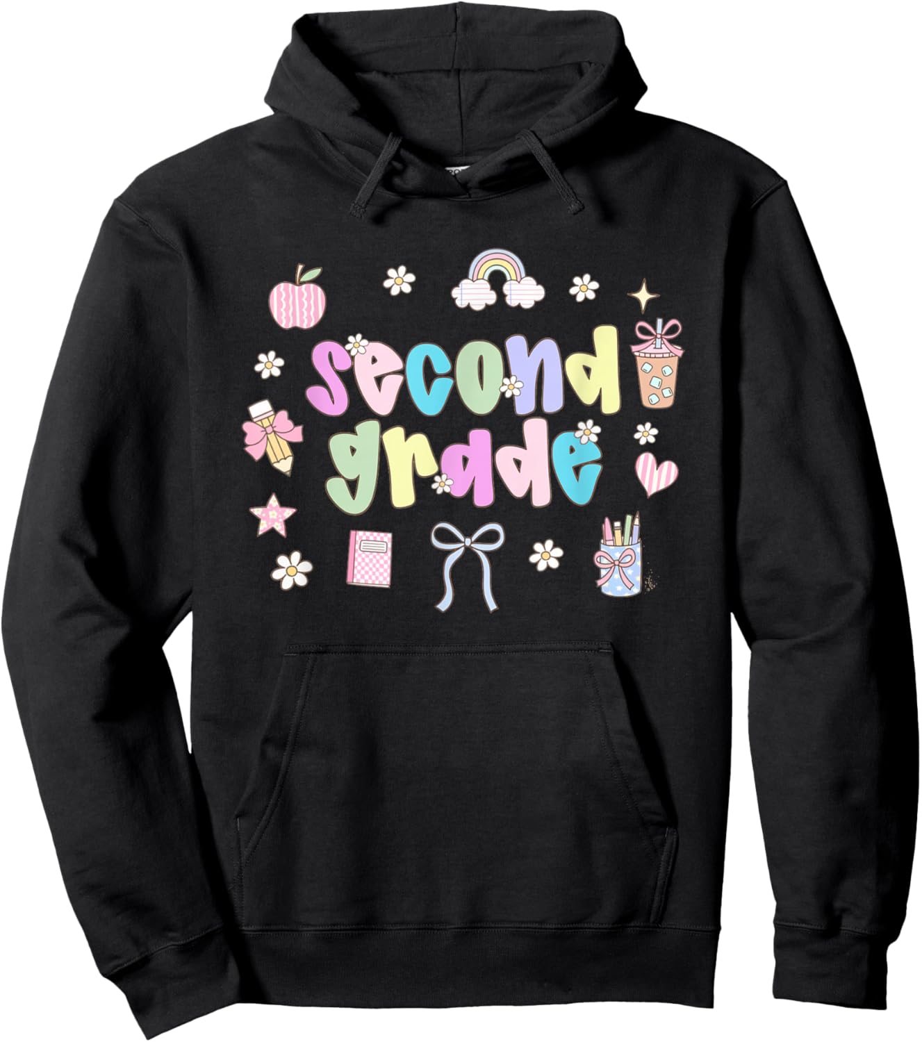 Retro Second Grade Dream Team Back To School Boys Girls Hoodie - Hoodie | Black