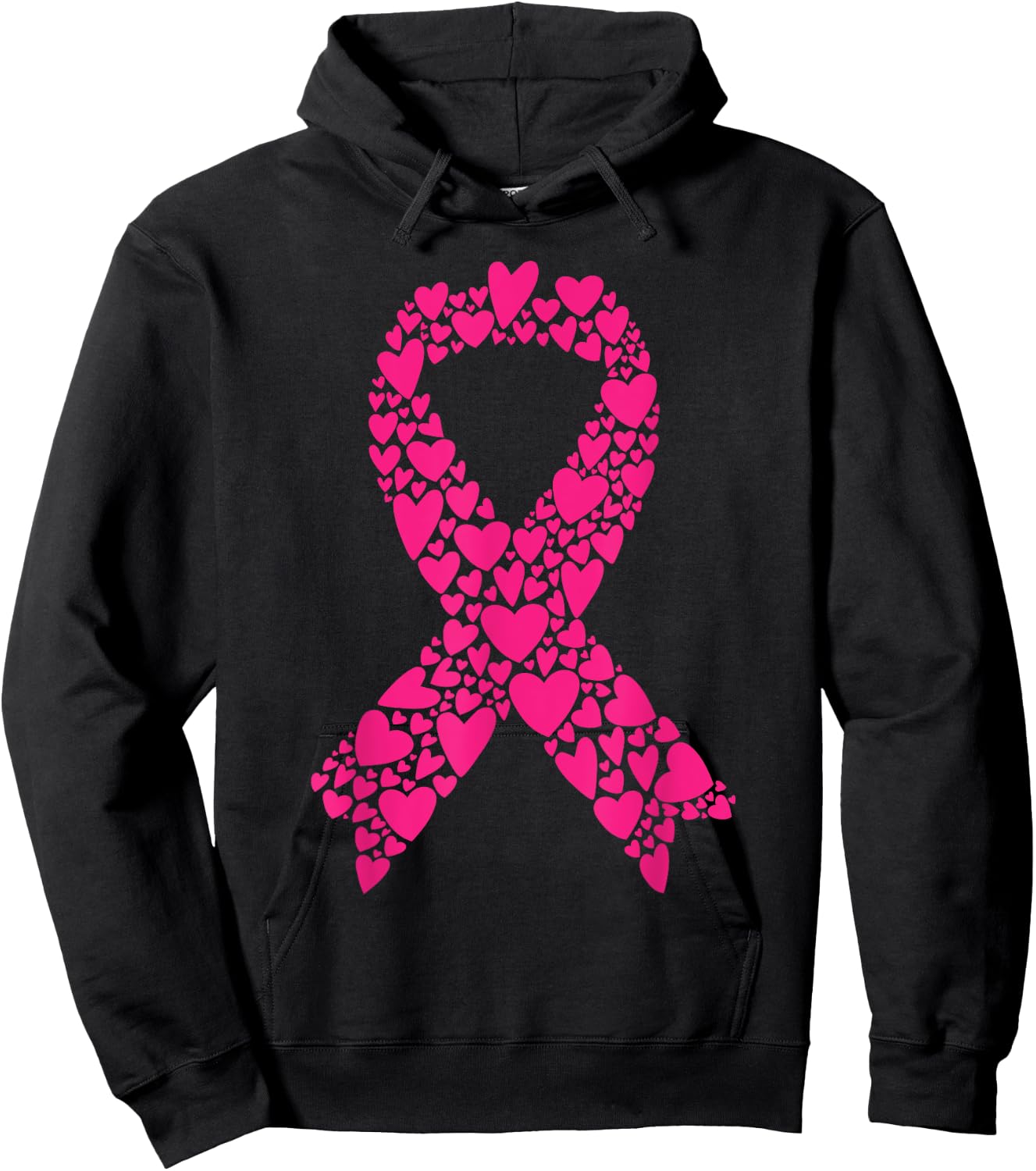 Cute Pink Ribbon Breast Cancer Awareness Women Men Kids Hoodie - Hoodie | Black