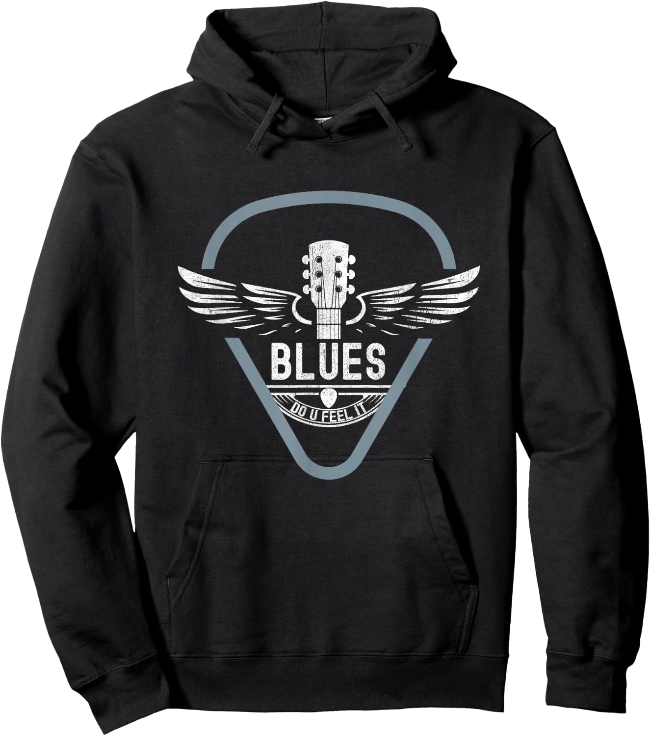 Blues Music Guitar Player Vintage Look Guitar Hoodie - Hoodie | Black