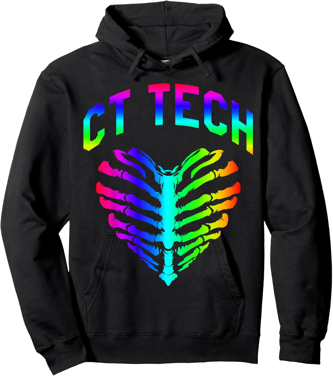 Radiology CT Tech Skeleton Ribcage Heart Halloween Design Hoodie - Hoodie | Black