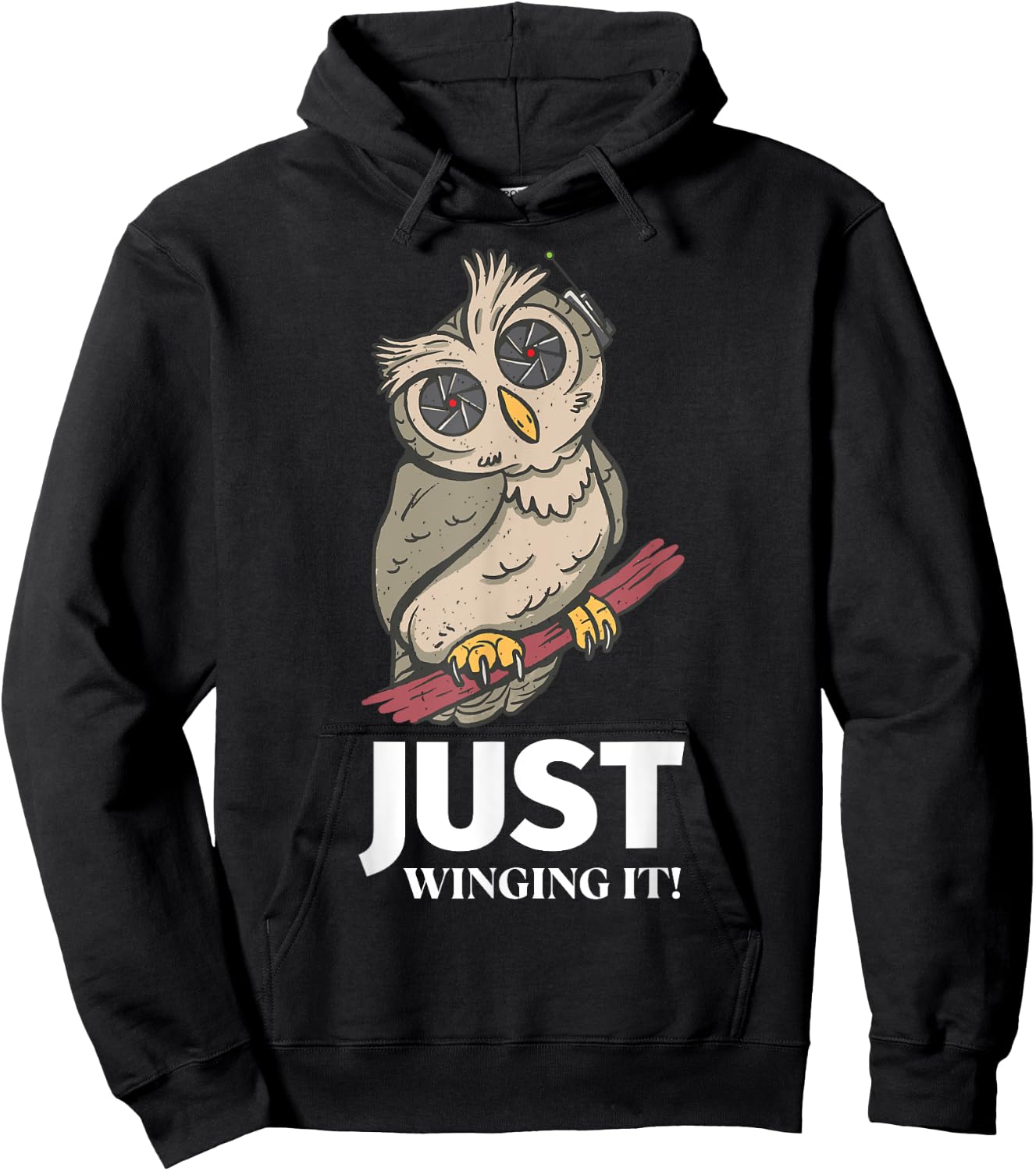 Owl Just winging it! Hoodie - Hoodie | Black