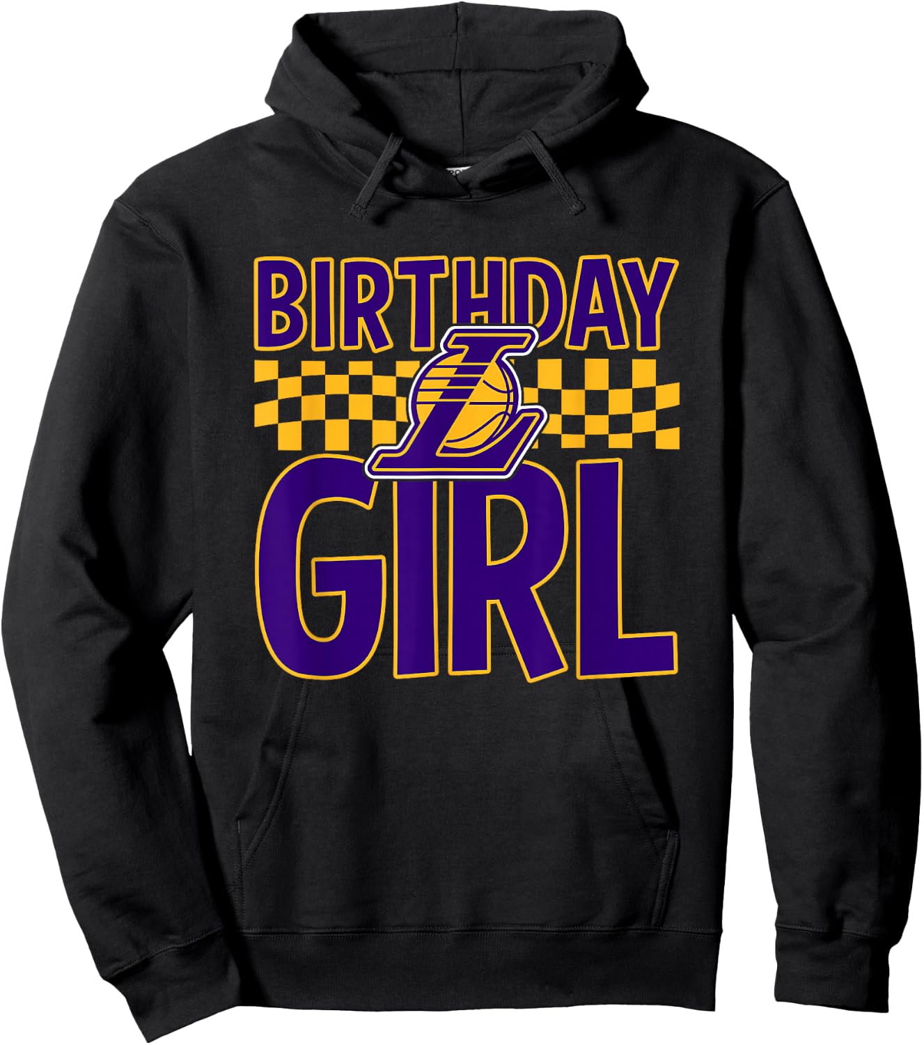 NBA Los Angeles Lakers Birthday Girl Checkered Logo Hoodie - Hoodie | Black