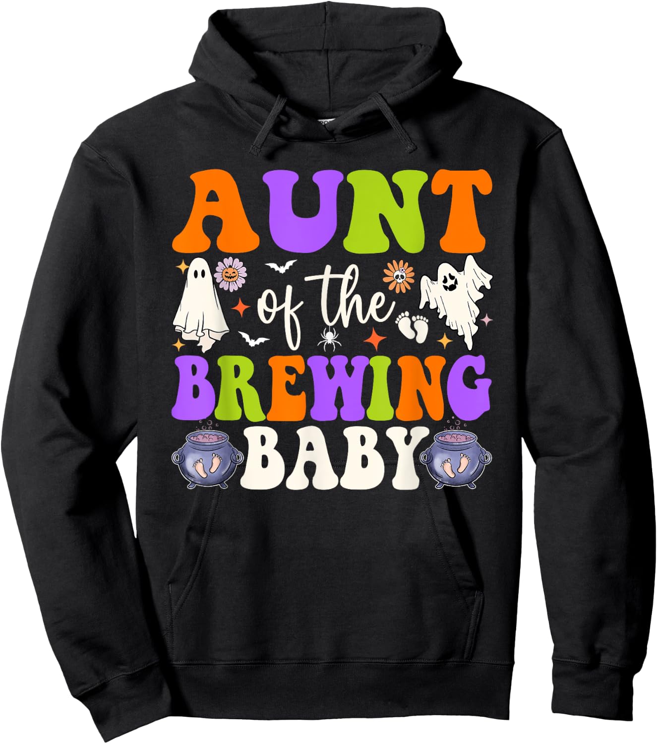 Aunt of the Brewing Baby Halloween Theme Baby Shower Spooky Hoodie - Hoodie | Black