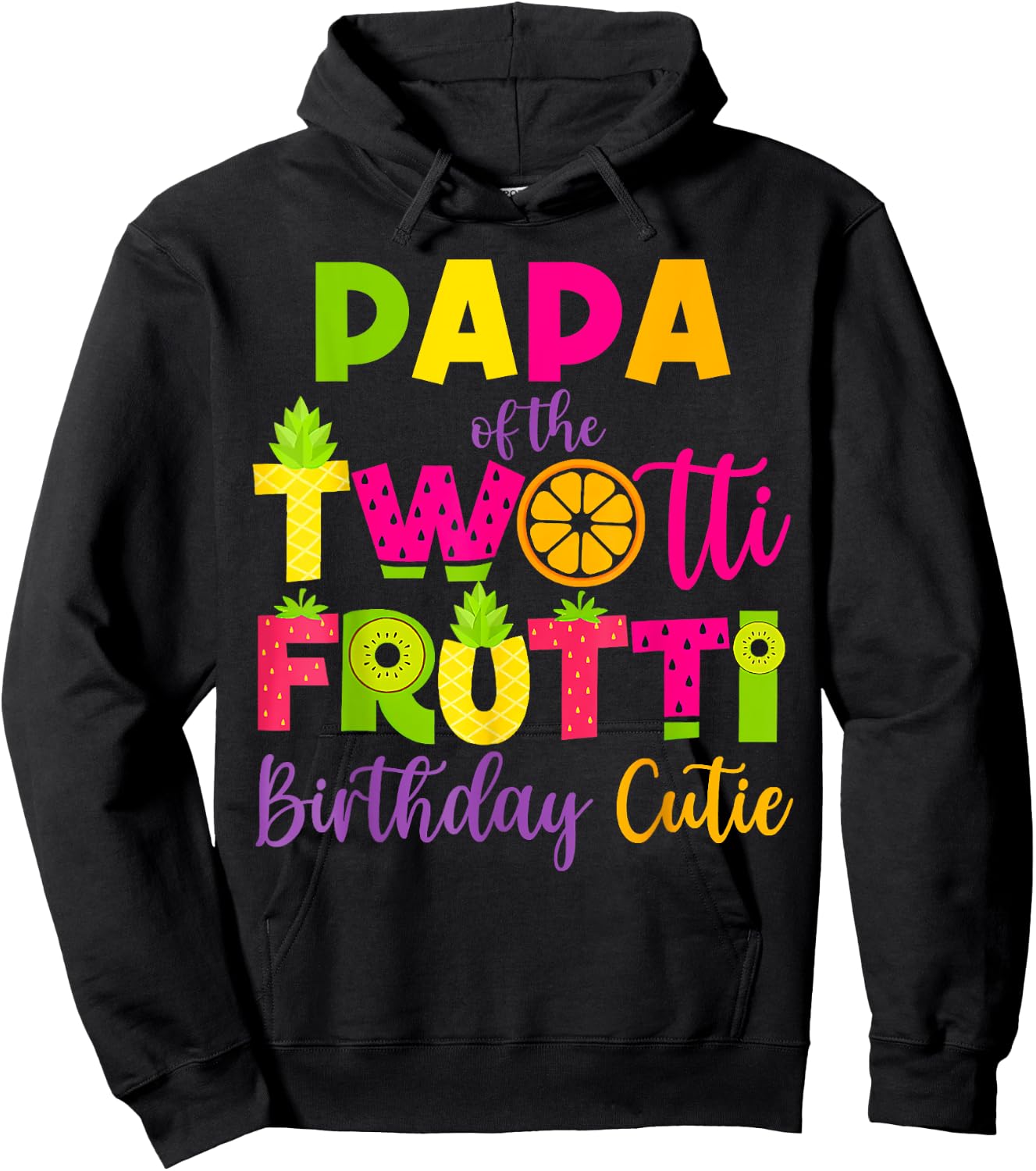 Funny Papa Twotii Frutti Birthday Family 2nd Birthday Girl Hoodie - Hoodie | Black