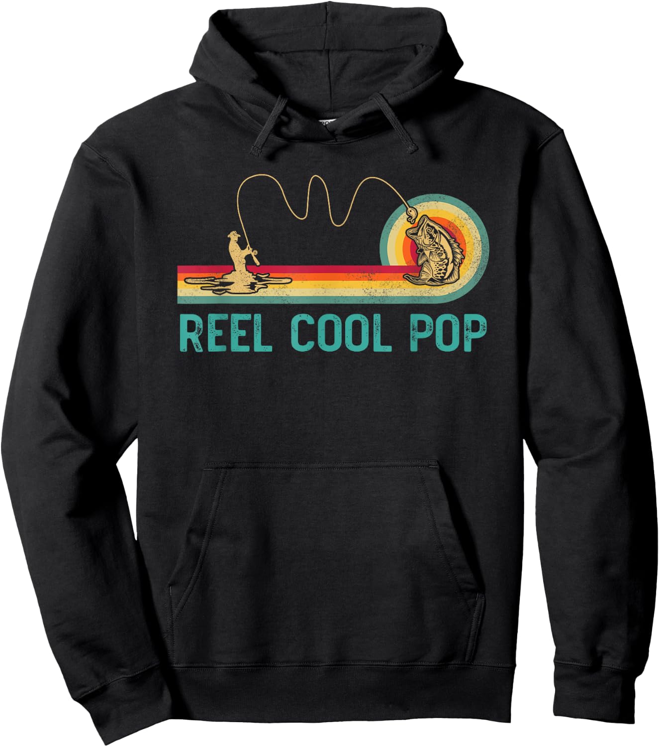 Reel Cool Pop Vintage Retro Fishing Funny Fisherman Pop Hoodie - Hoodie | Black