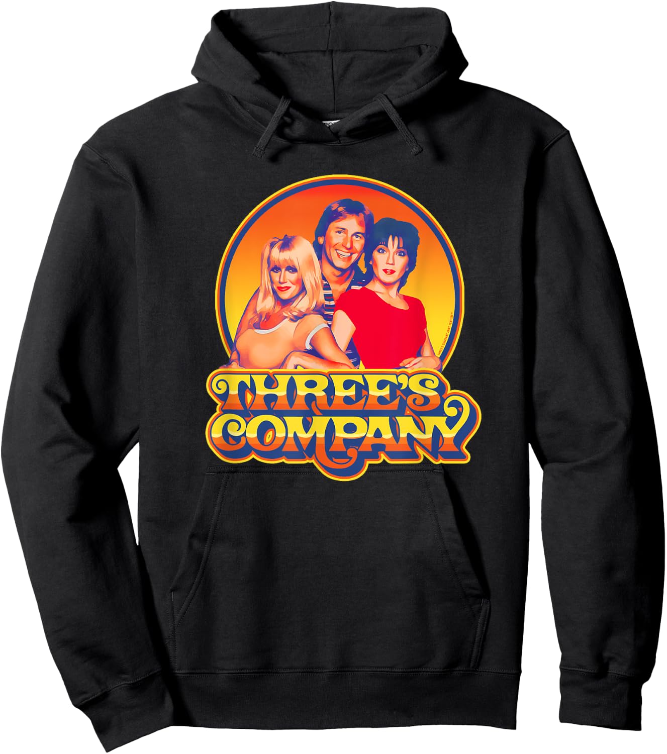 Three's Company 1980's Sunset Retro Jack Jan & Chrissy Hoodie - Hoodie | Black
