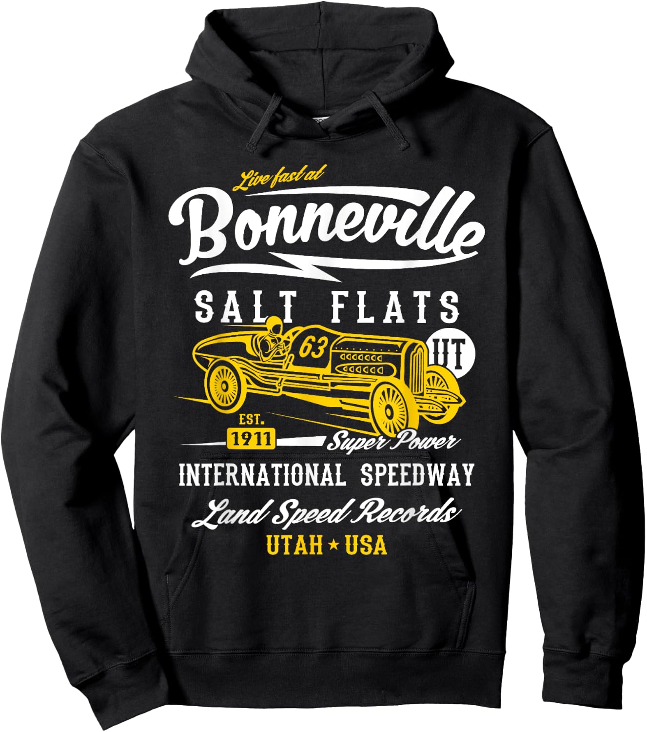 Bonneville Salt Flats Utah Speedway Design Hoodie - Hoodie | Black