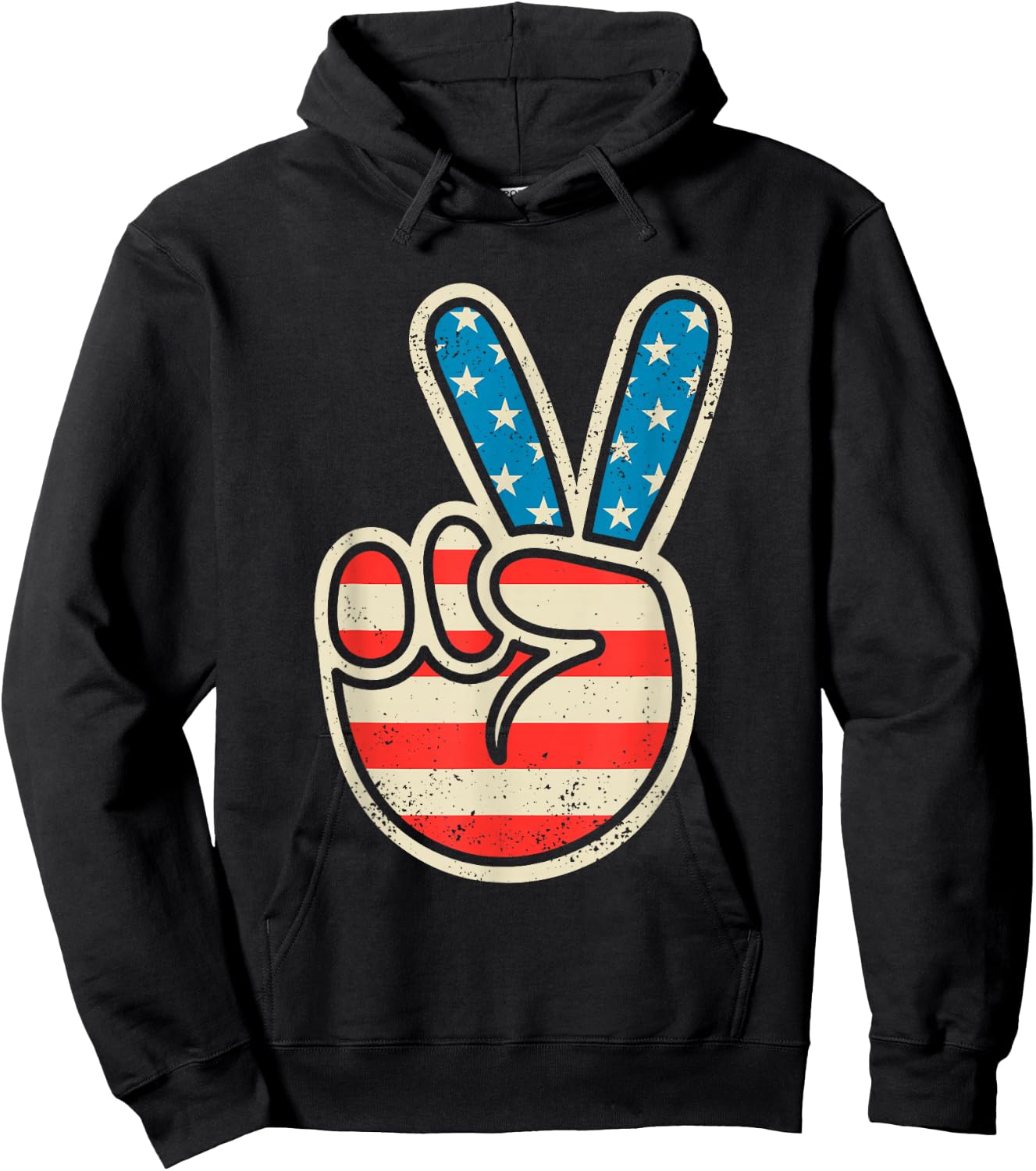 American Flag Peace Sign 4th Of July Patriotic Boys Toddler Hoodie - Hoodie | Black
