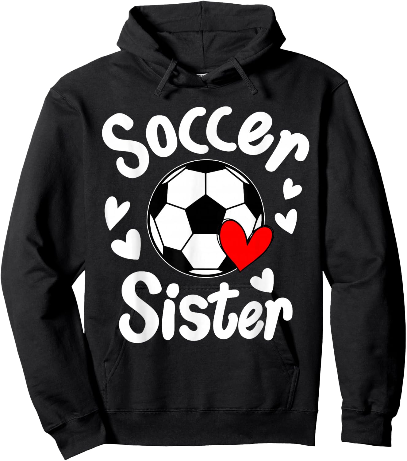 Soccer Sister Heart Big Sister Little Swing Brother Cute Hoodie - Hoodie | Black