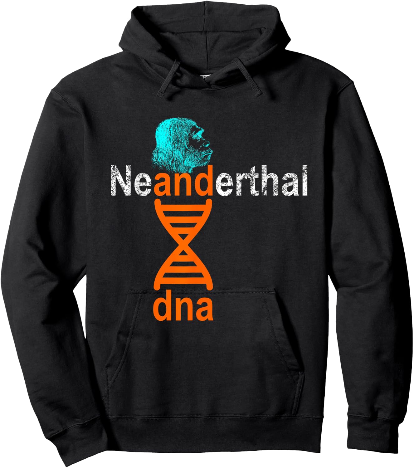 Neanderthal DNA Double Helix Design Co. Adult Retro Genetic Double Helix , Black, Small, Short Sleeve Hoodie - Hoodie | Black