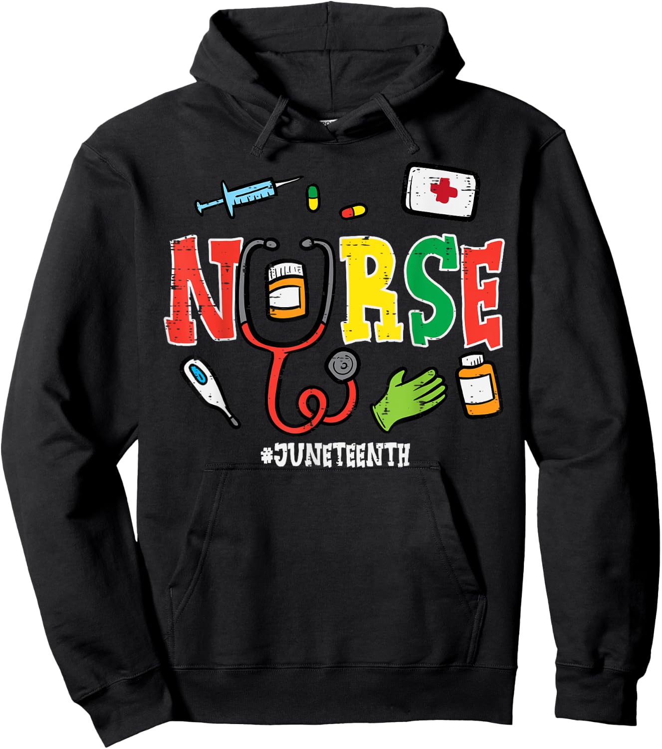 Juneteenth Nurse Black Freedom Day 1865 Scrub Top Women Men Hoodie - Hoodie | Black