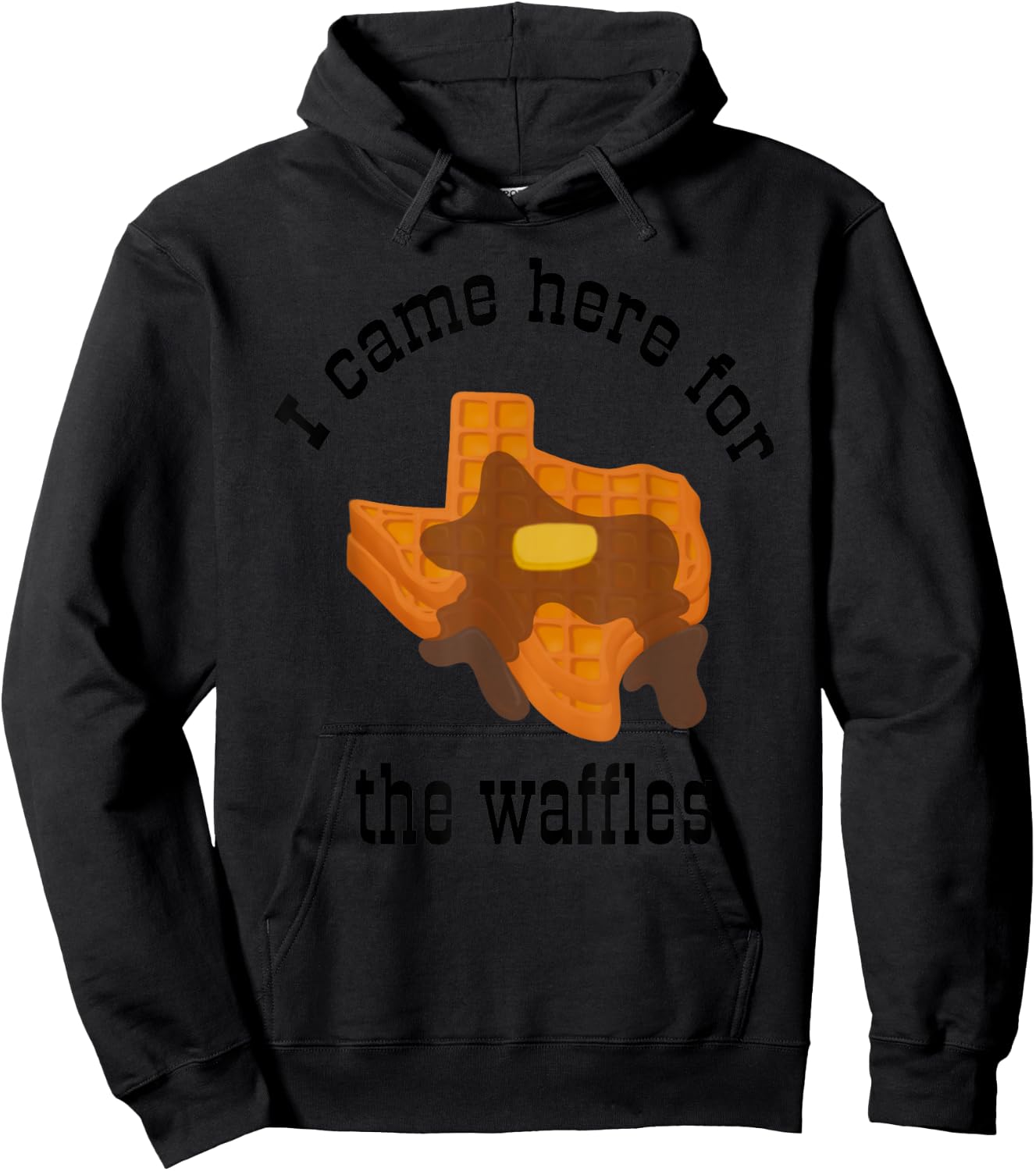 Funny Hotel Breakfast Texas Shaped Syrupy Buttered Waffles Hoodie - Hoodie | Black