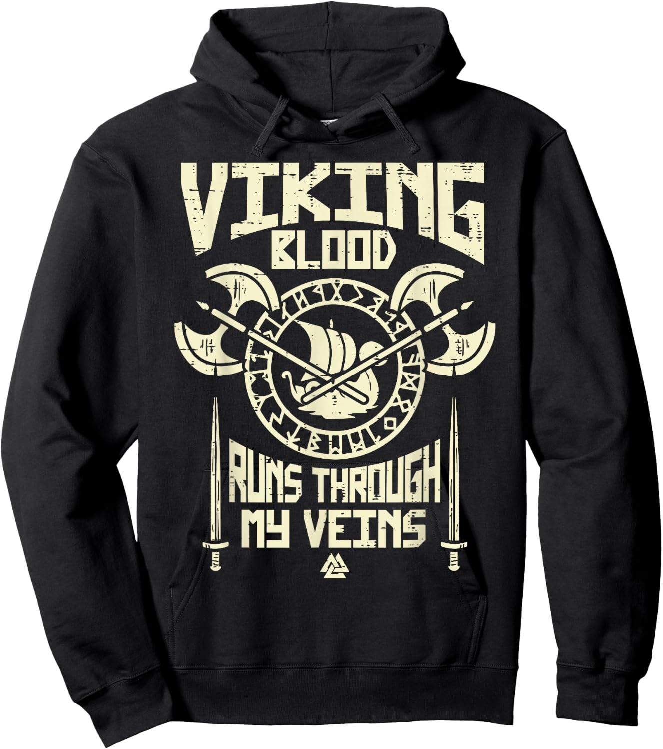 Viking Blood Runs Through My Vein Norse Men Boys Kids Women Hoodie - Hoodie | Black