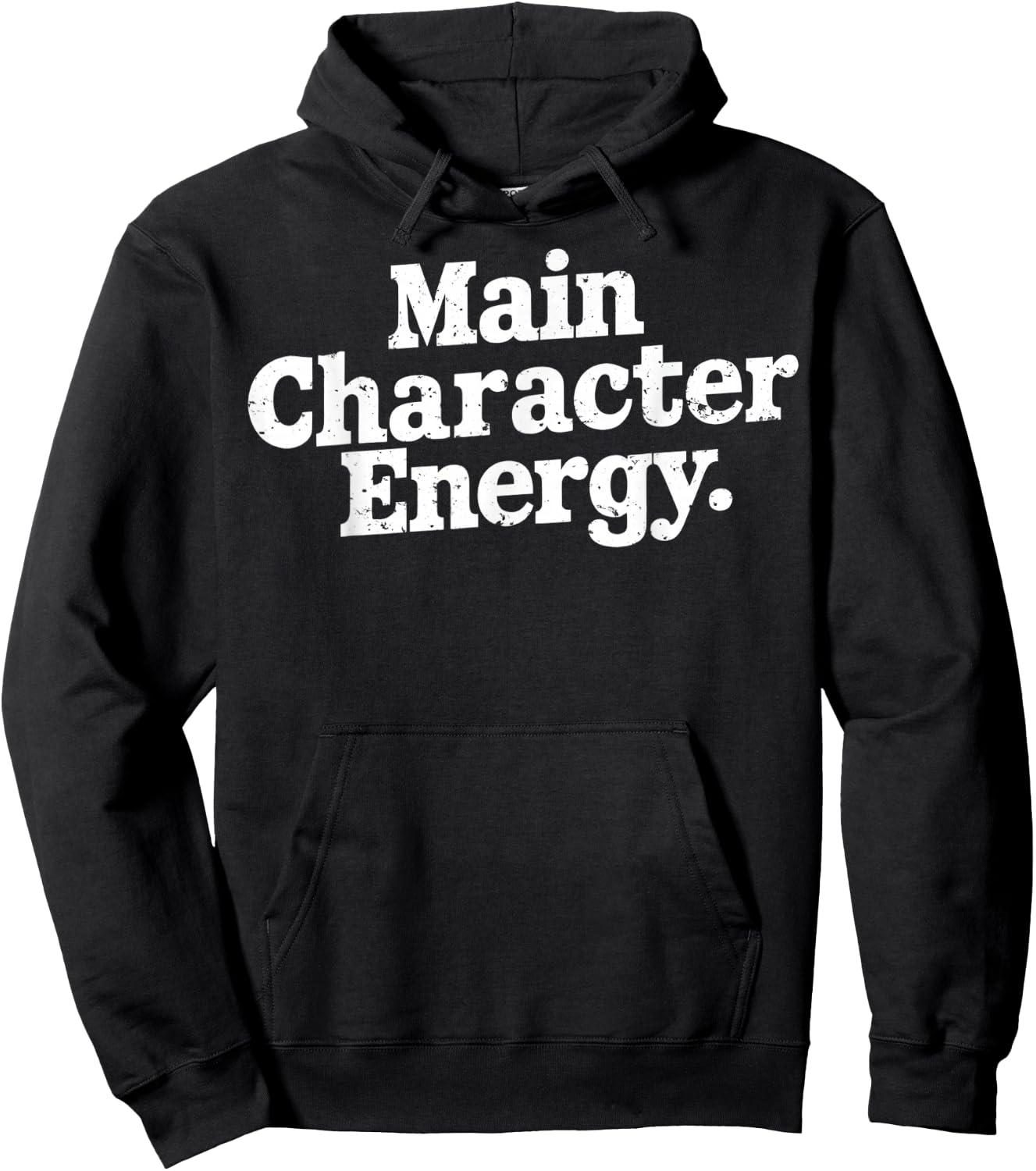 Main Character Energy Main Character Energy White Text Image Hoodie - Hoodie | Black