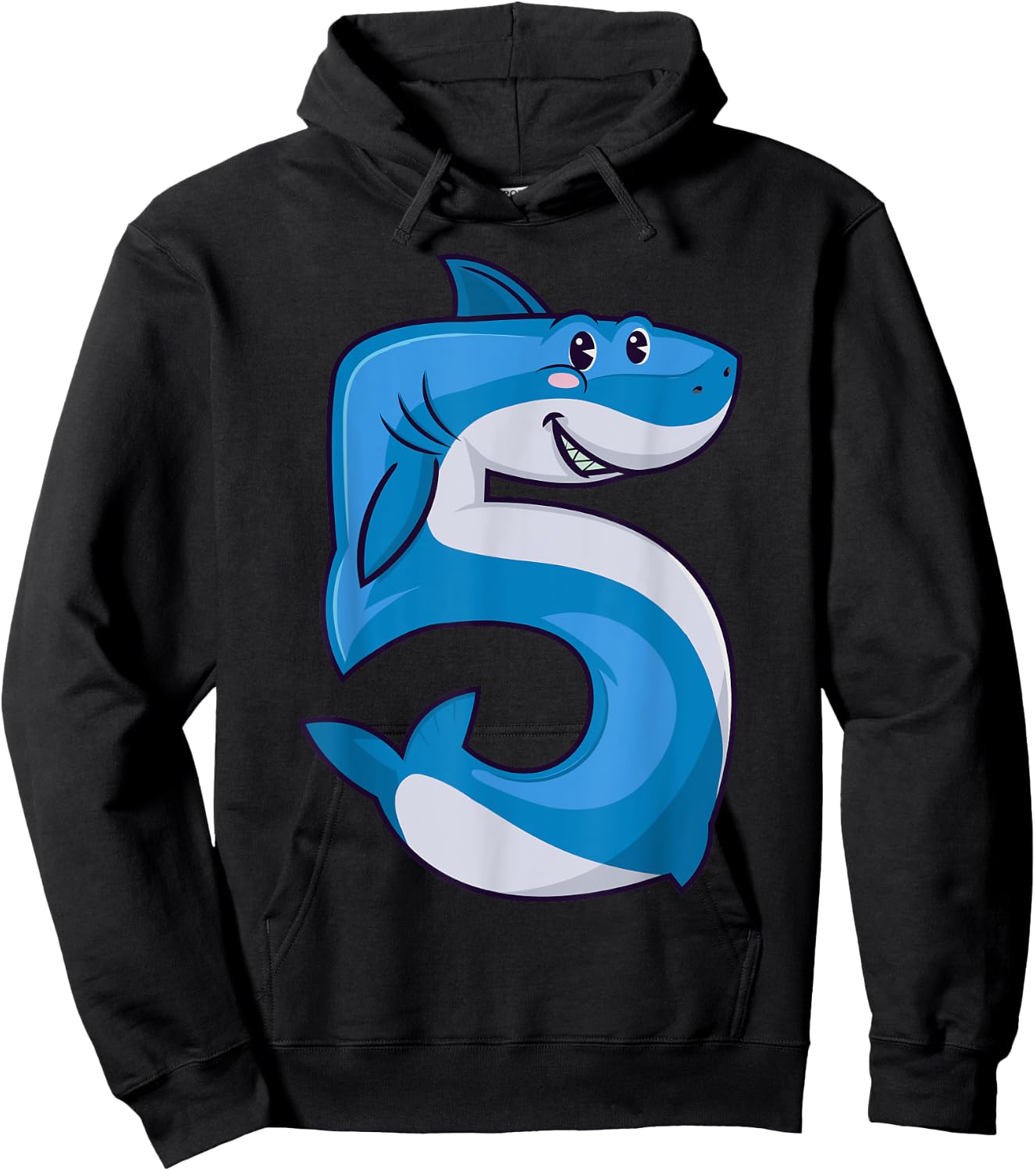 Shark 5th Birthday 5 Years Old Kids Boys Toddler Fifth Party Hoodie - Hoodie | Black
