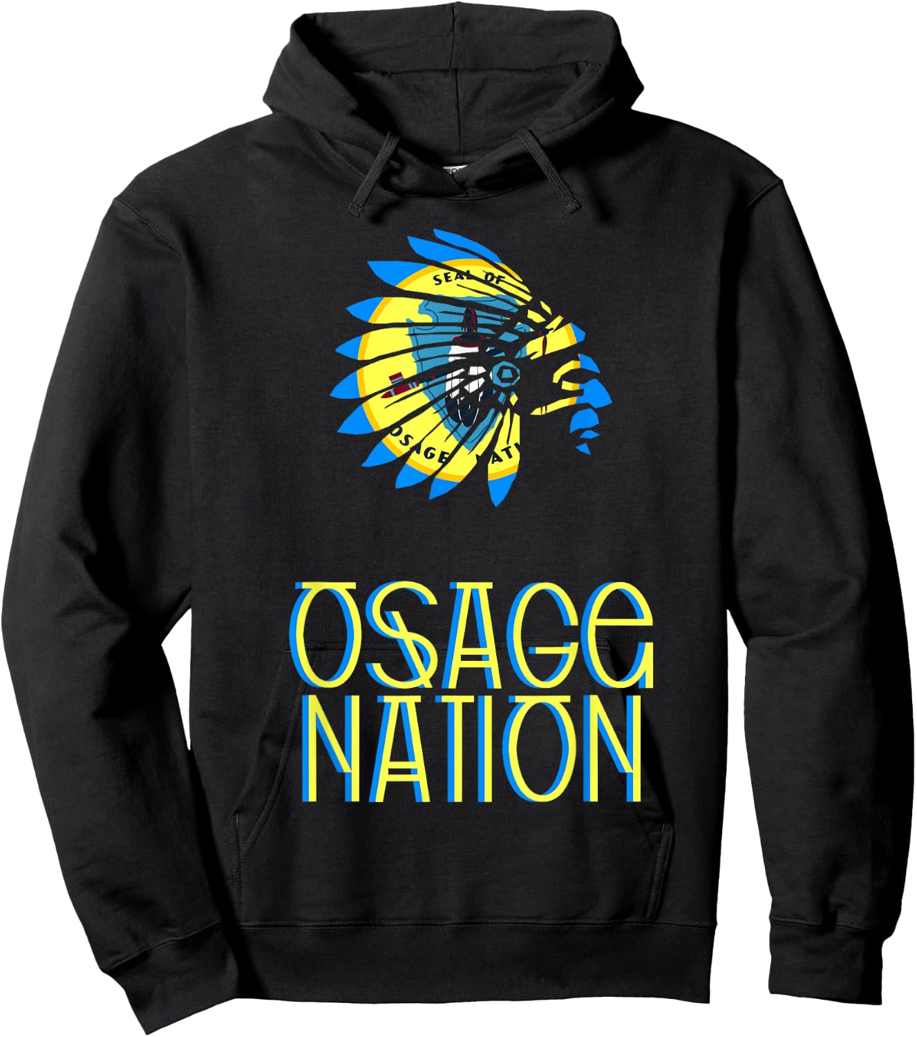 Osage Tribal Nation Flag | Native American | Headdress Hoodie - Hoodie | Black