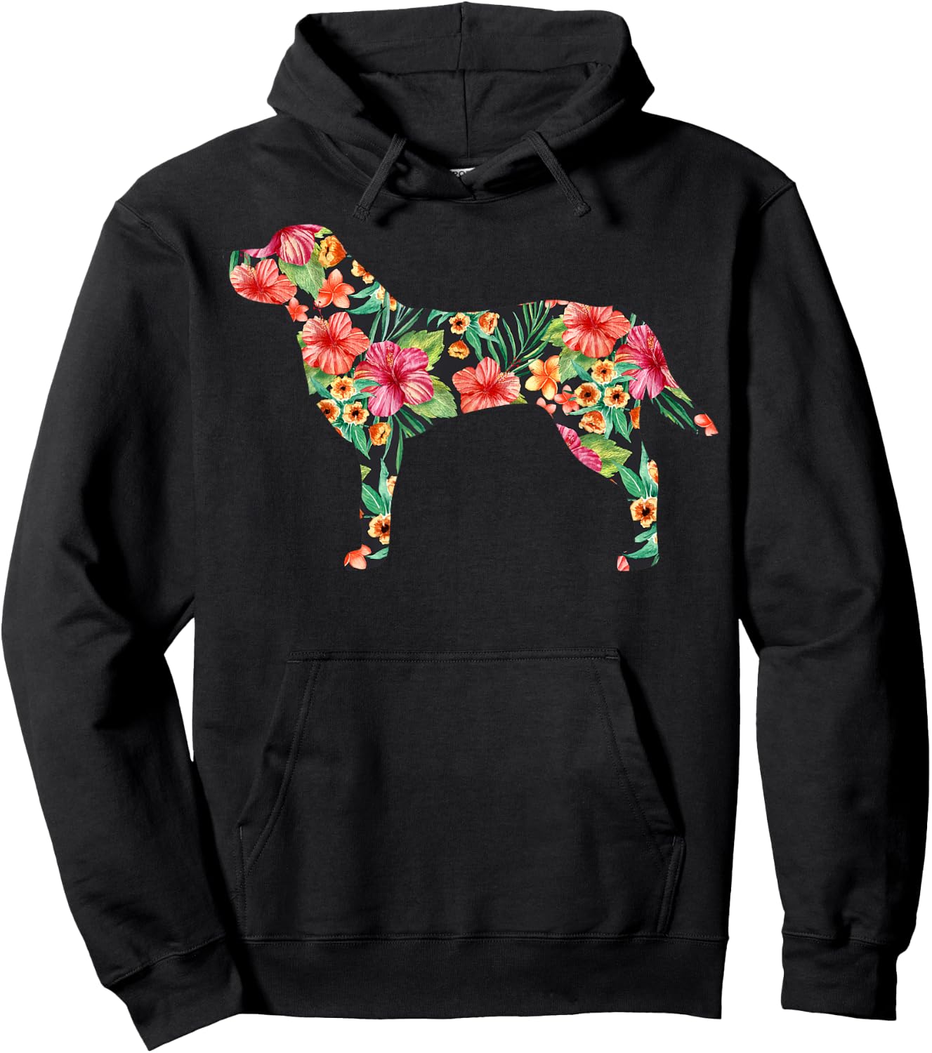 Labrador Flower Funny Dog Silhouette Floral Gifts Women Men Hoodie - Hoodie | Black