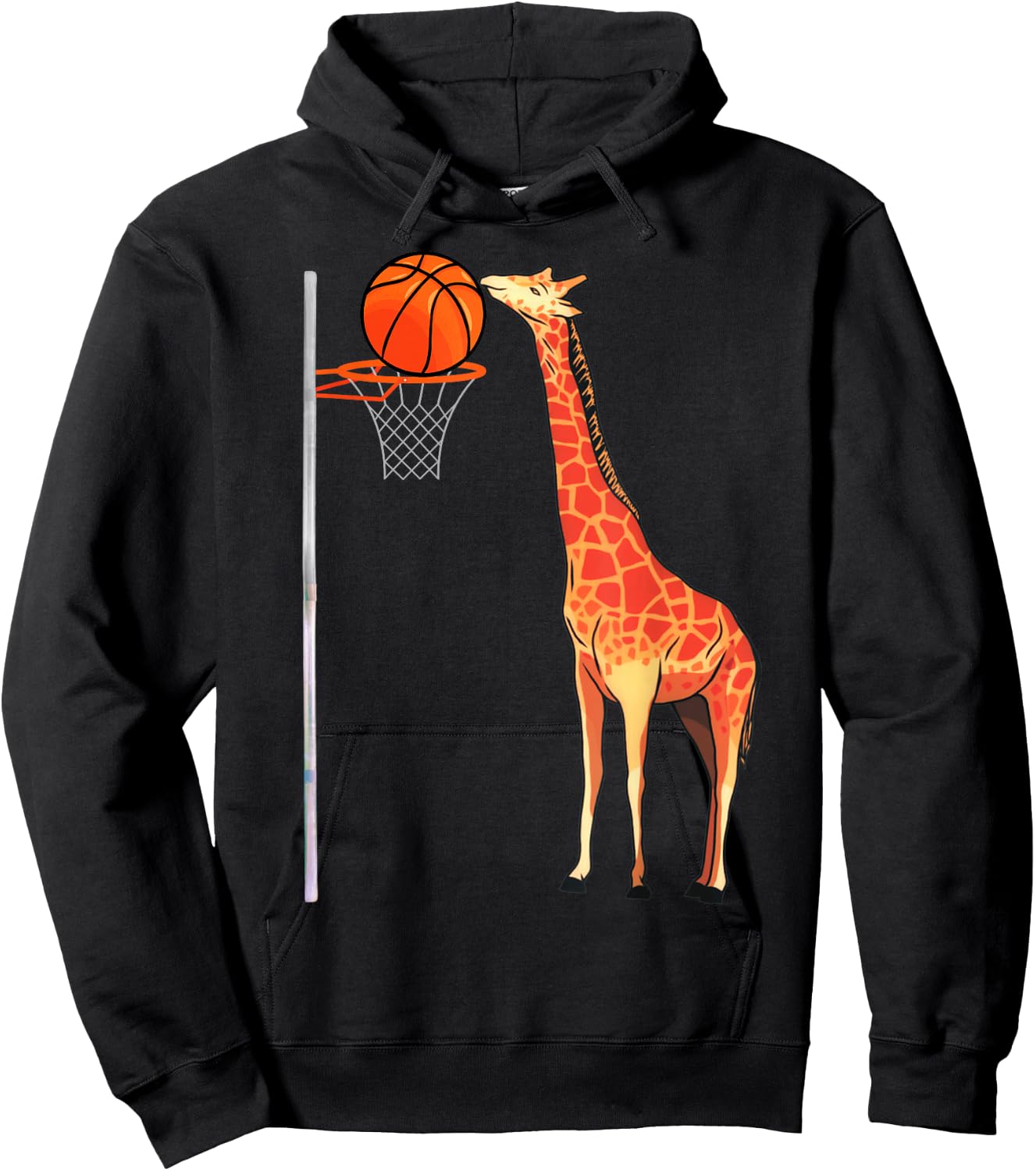 Giraffe Basketball Slam Dunk Hoop Dribbling Drills Bball Hoodie - Hoodie | Black