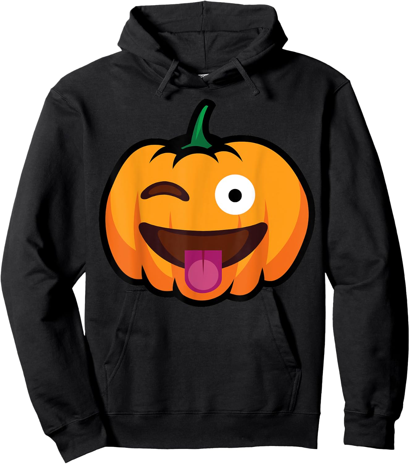 Pumpkin Face Winking Tongue Out Funny Halloween Costume Hoodie - Hoodie | Black
