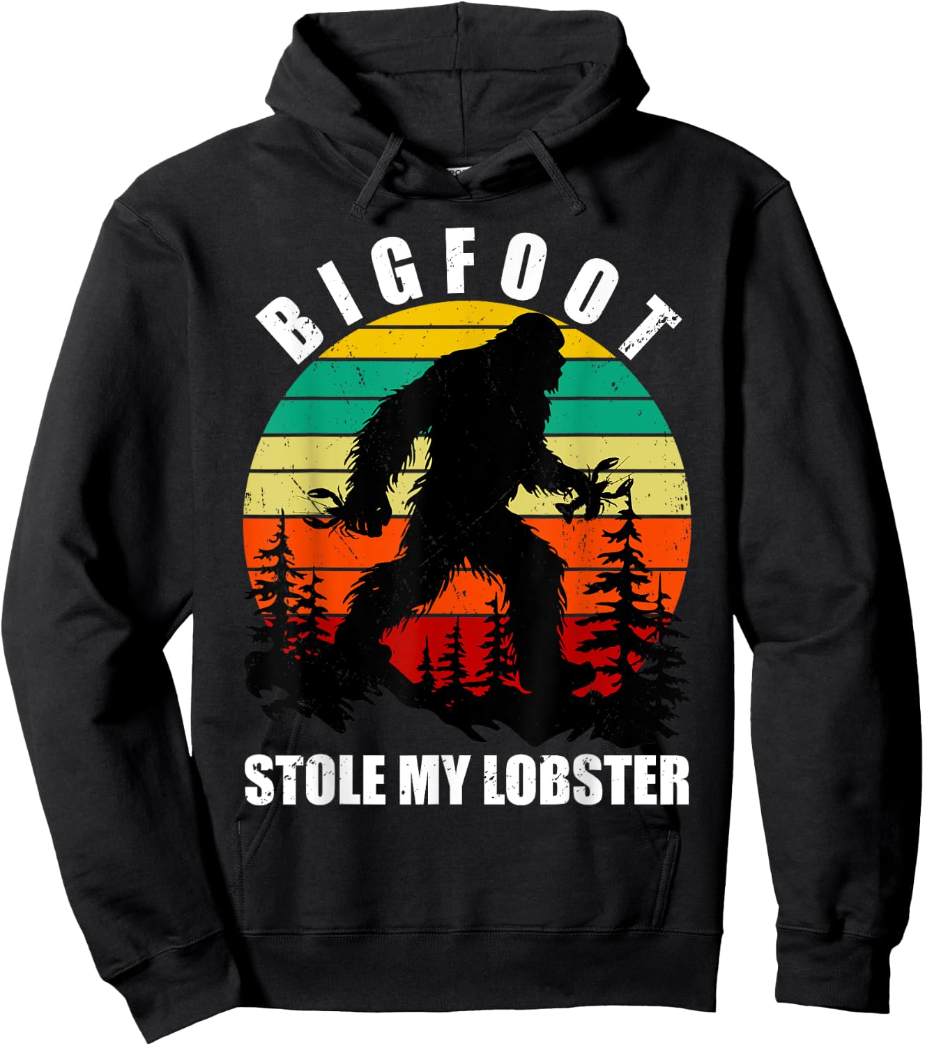Funny Maine State Bigfoot Stole My Lobster Sc-Fi Sasquatch Hoodie - Hoodie | Black