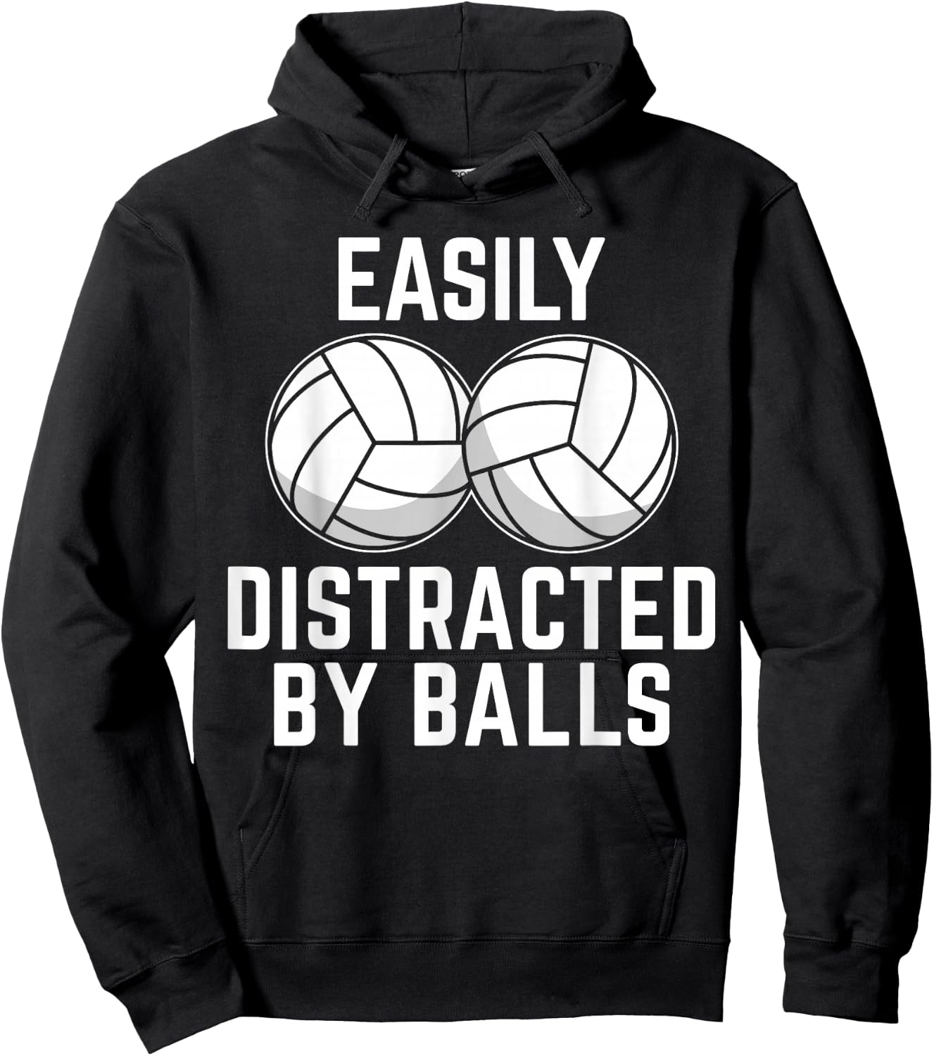 Easily Distracted by Balls Funny Volleyball Player Girl Boy Hoodie - Hoodie | Black