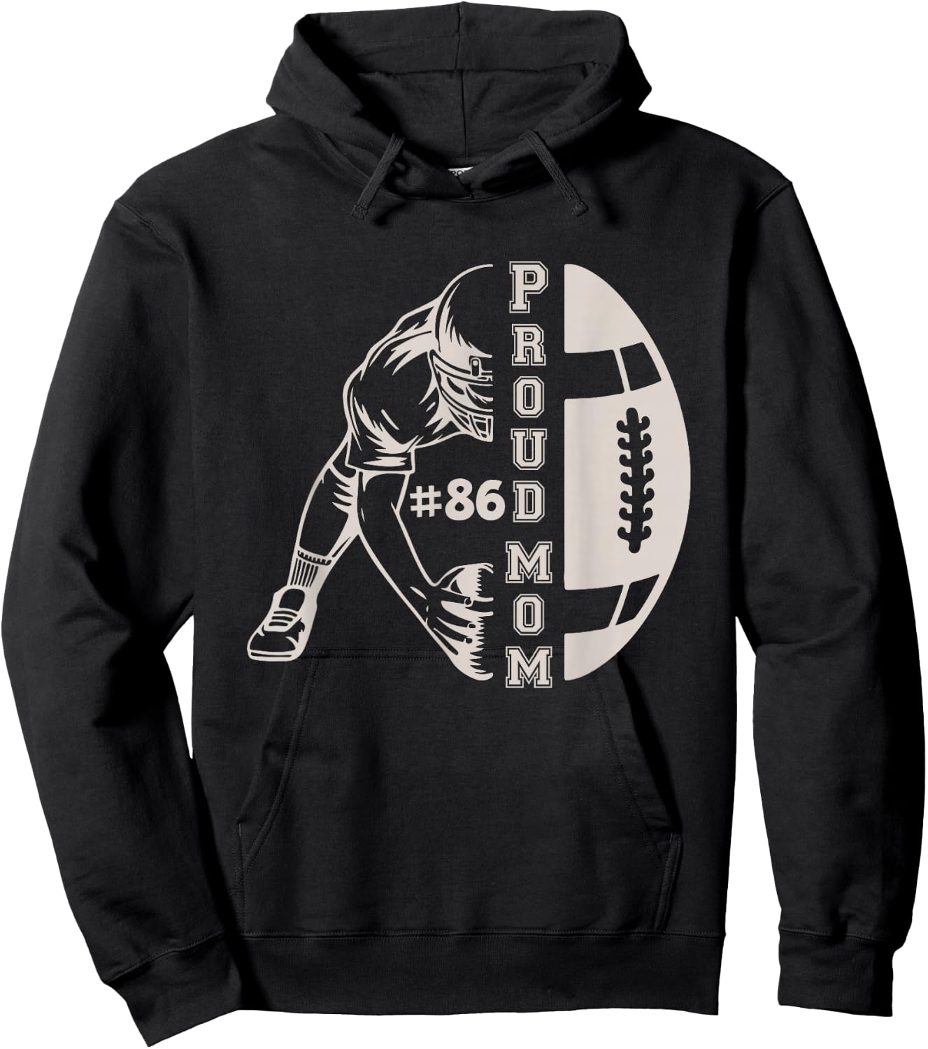 Customized Proud Football Mom Number 86 Player Game Day Hoodie - Hoodie | Black