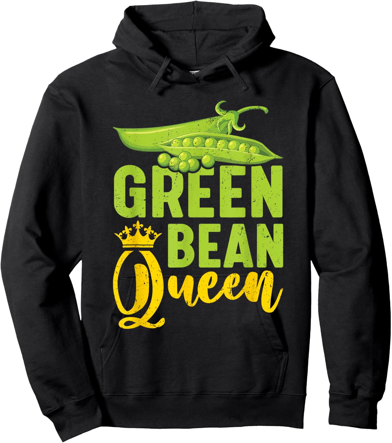 Green Bean Queen Funny Vegan Vegetarian Humor Hoodie - Hoodie | Black