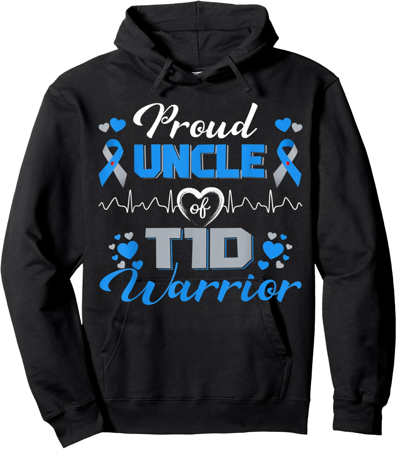 Proud Uncle Of T1D Warrior Type 1 Diabetes Awareness Month Hoodie - Hoodie | Black