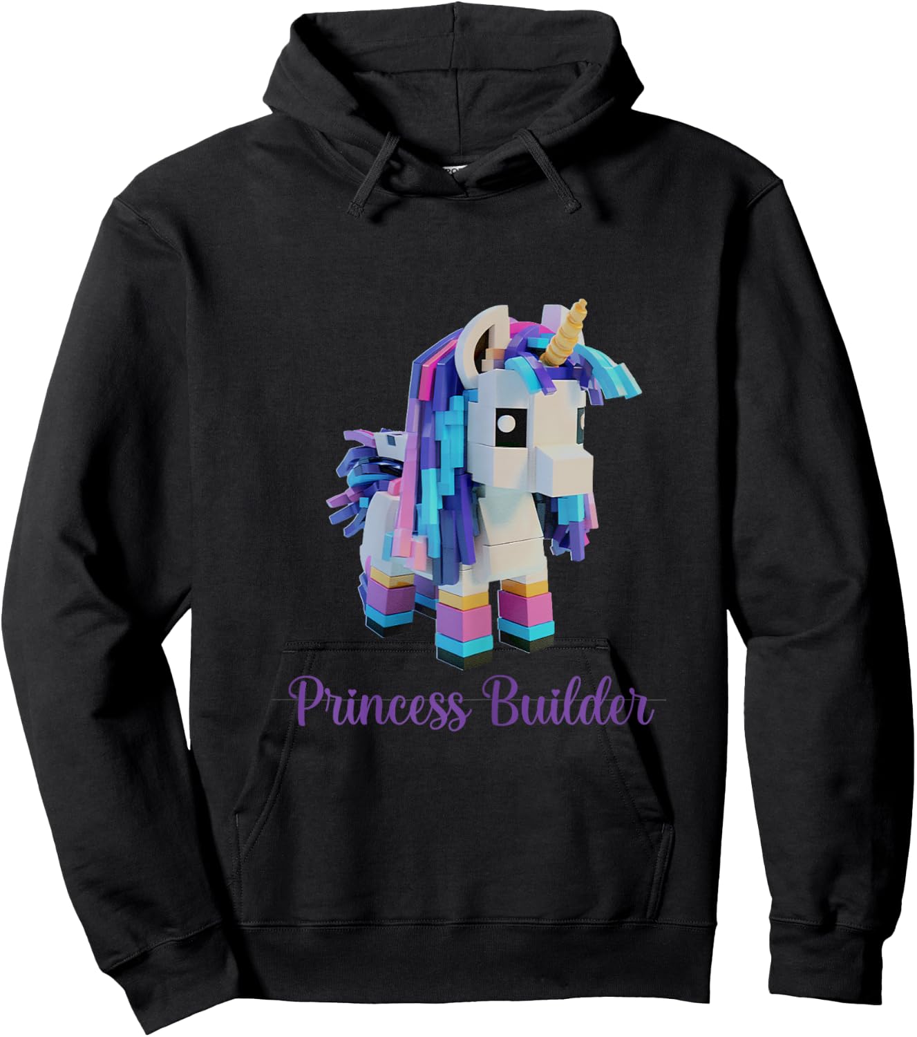 Unicorn Building Blocks Bricks Girl Birthday Gift Hoodie - Hoodie | Black