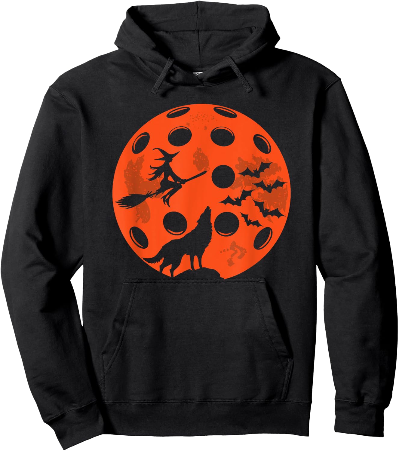 Halloween Pickleball Moon Spooky Graphic Hoodie - Hoodie | Black