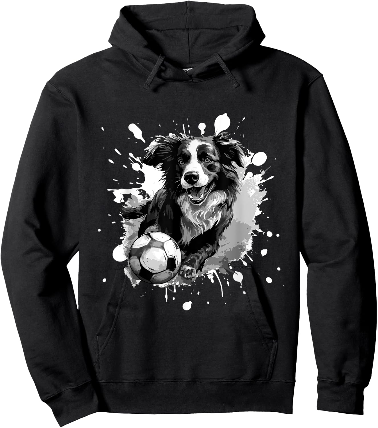 Border Collie Dog Playing Soccer | Sports Team Hoodie - Hoodie | Black