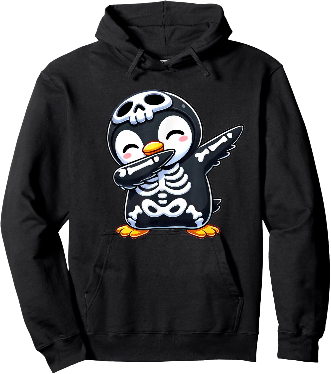 Penguin Halloween Skeleton Kids Women Men Penguin Hoodie - Hoodie | Black