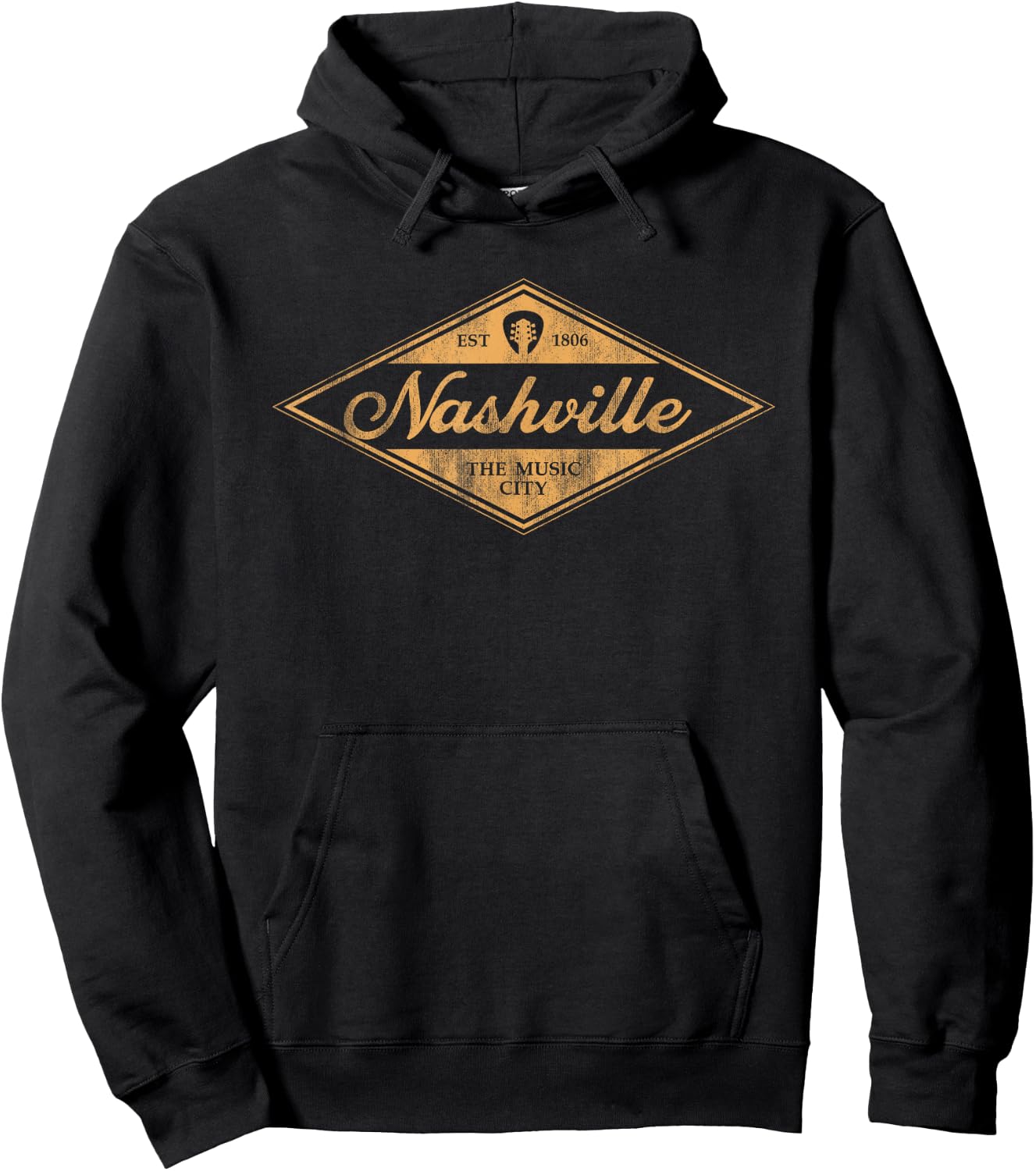 Retro Nashville Tennessee Music City Vintage Guitar Souvenir Hoodie - Hoodie | Black