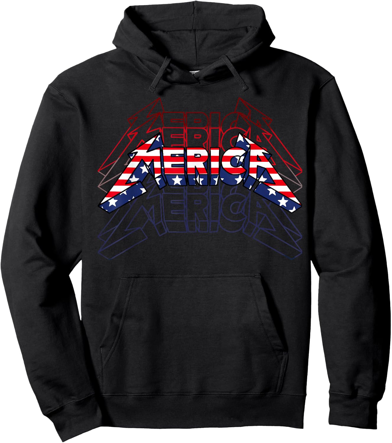 Merica Rock Sign 4th of July Vintage American Flag Funny USA Hoodie - Hoodie | Black