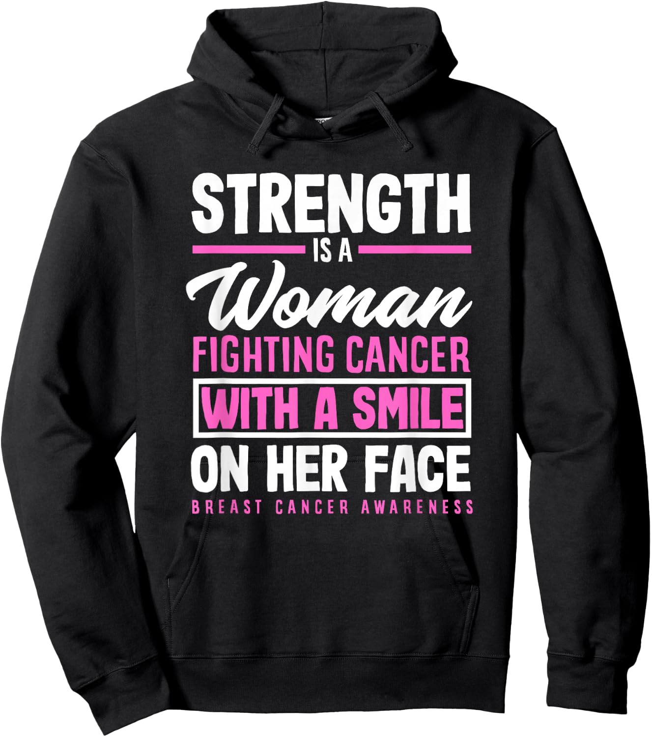Strength Woman Fighting Cancer Breast Cancer Awareness Hoodie - Hoodie | Black