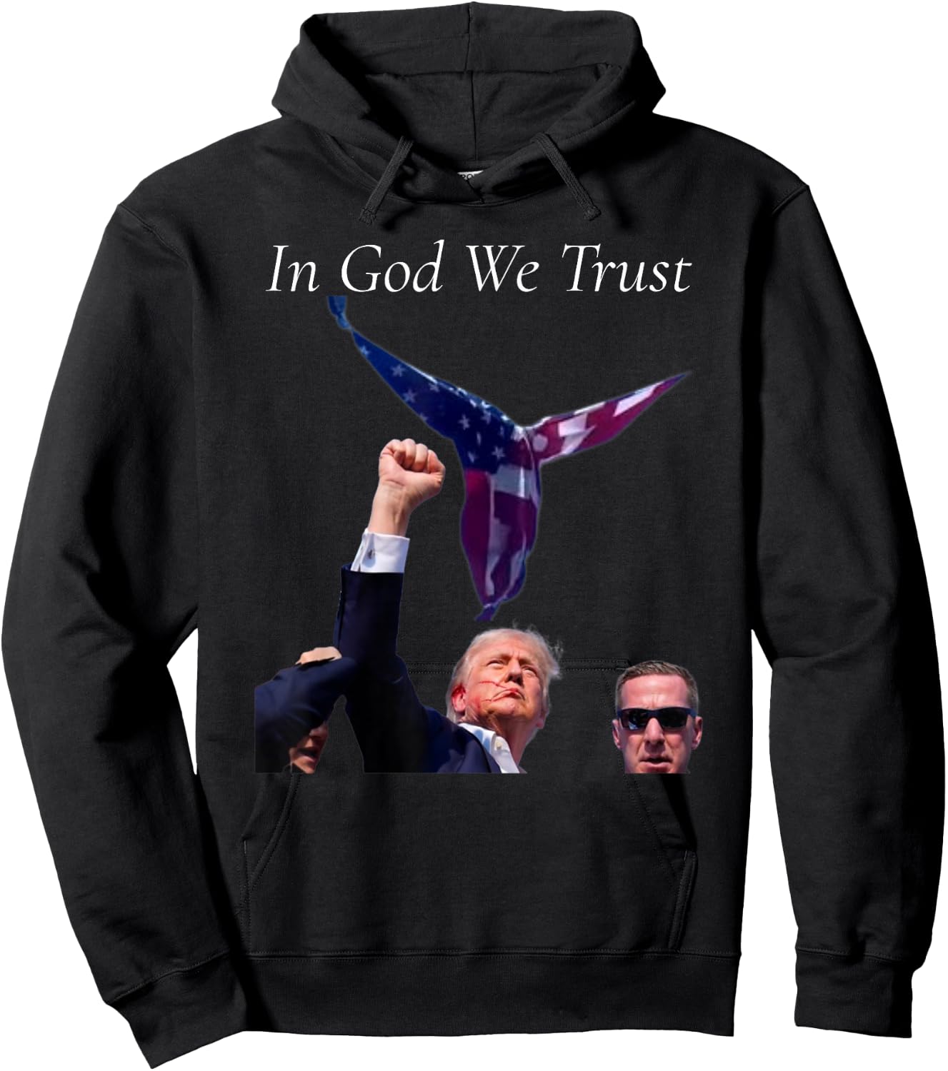 Trump Angel Flag "In God We Trust" Hoodie - Hoodie | Black