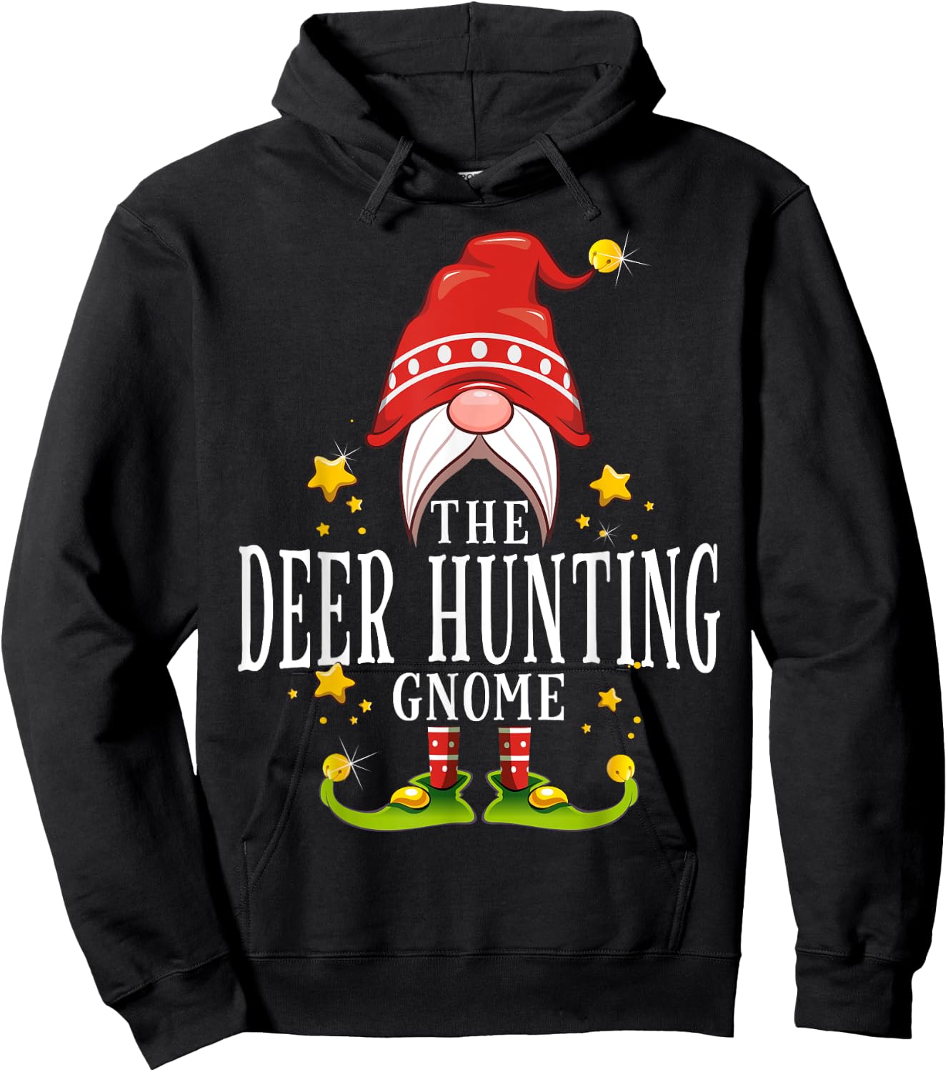 The Deer Hunting Gnome Christmas Matching Hoodie - Hoodie | Black