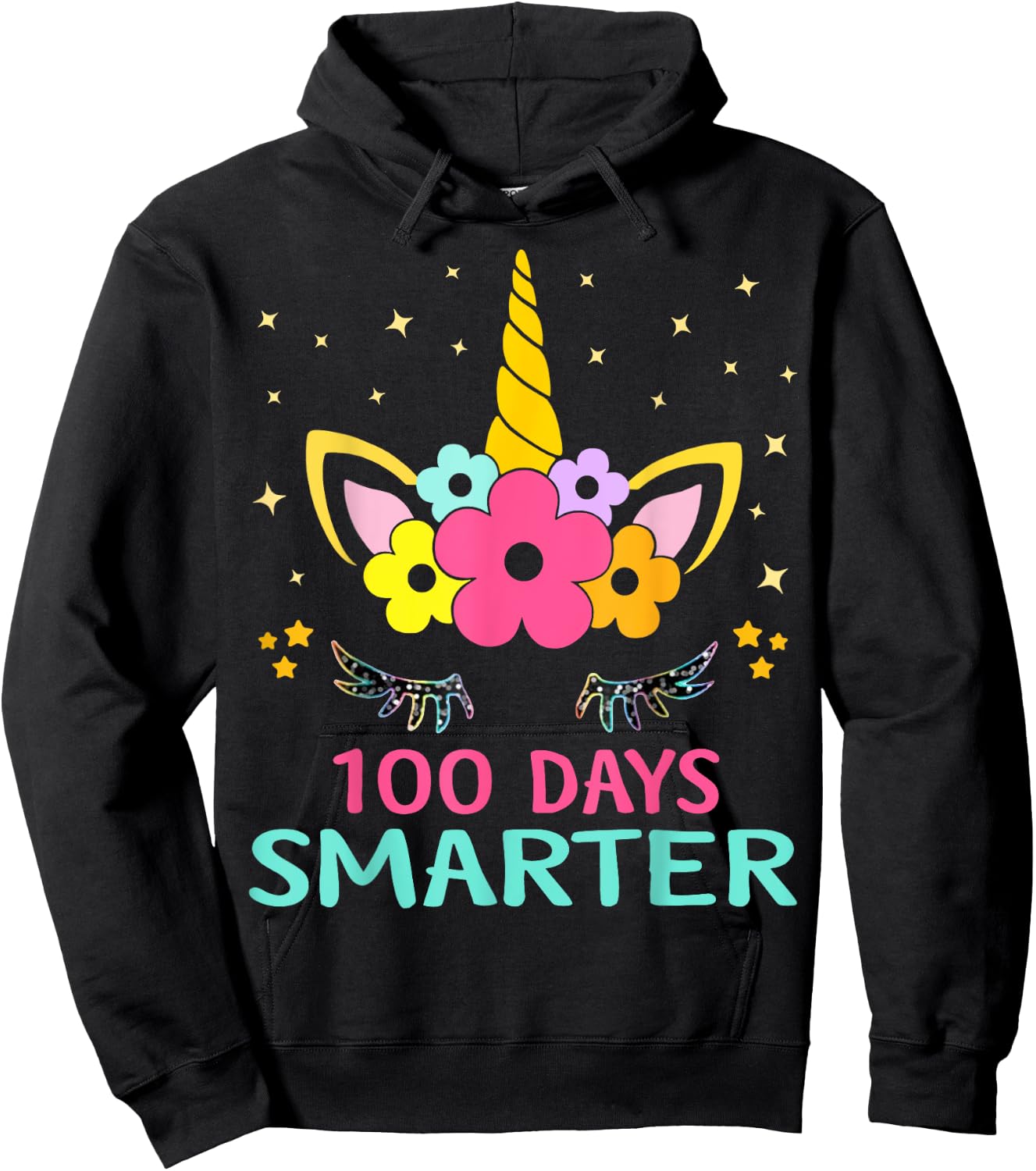 100 Days of School Unicorn Girls Teacher 100th Day of School Hoodie - Hoodie | Black