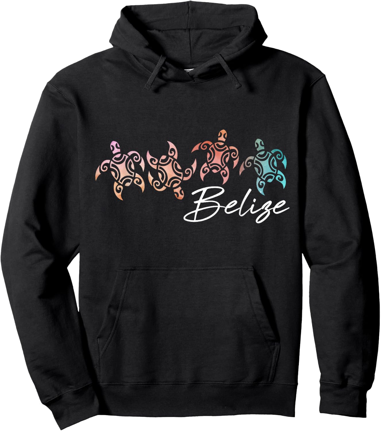 Belize Souvenir Tribal Sea Turtles Hoodie - Hoodie | Black