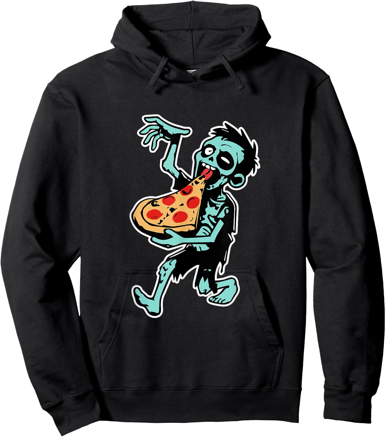Zombie Eating Pizza Halloween Pizza Lovers Gifts Hoodie - Hoodie | Black