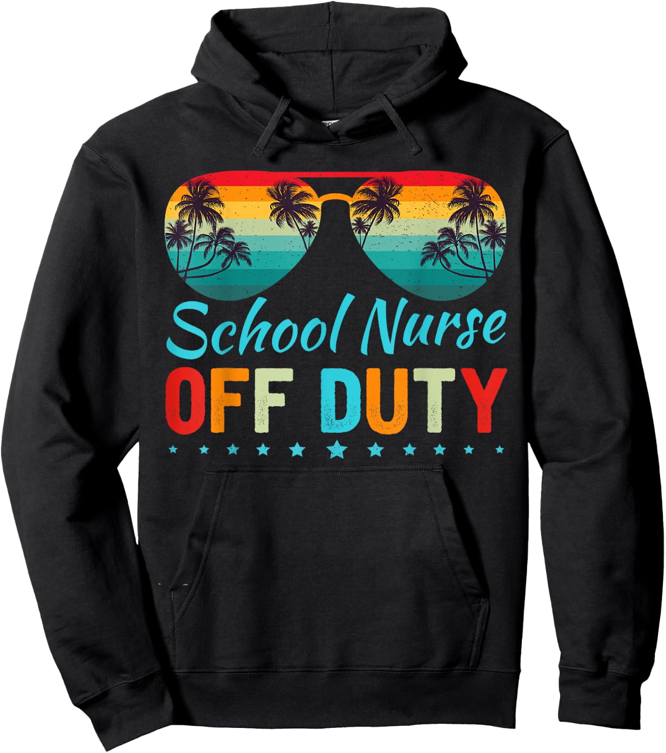 School Nurse Off Duty Sunglasses Beach Sunset Teacher Hoodie - Hoodie | Black