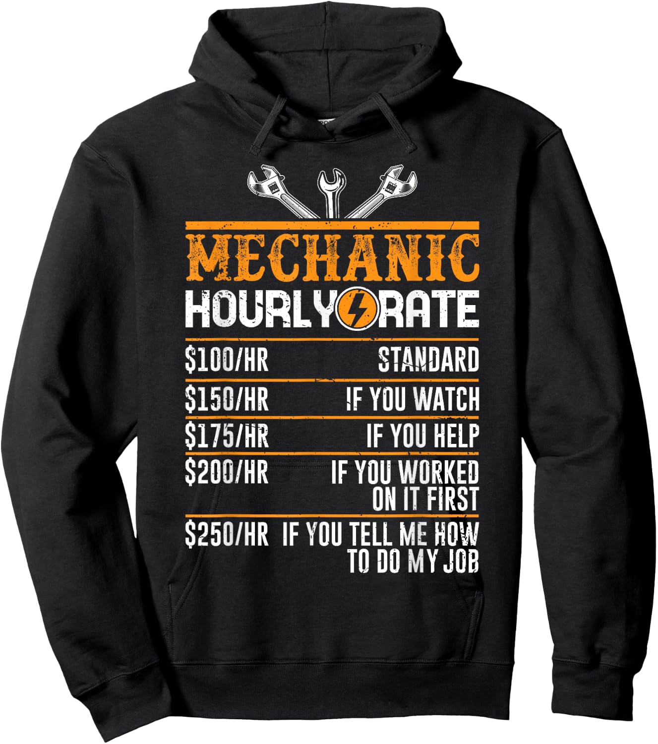 Best Mechanic Gifts Hourly Rate Mechanics Men's Funny Mechanic Black Small Hoodie - Hoodie | Black