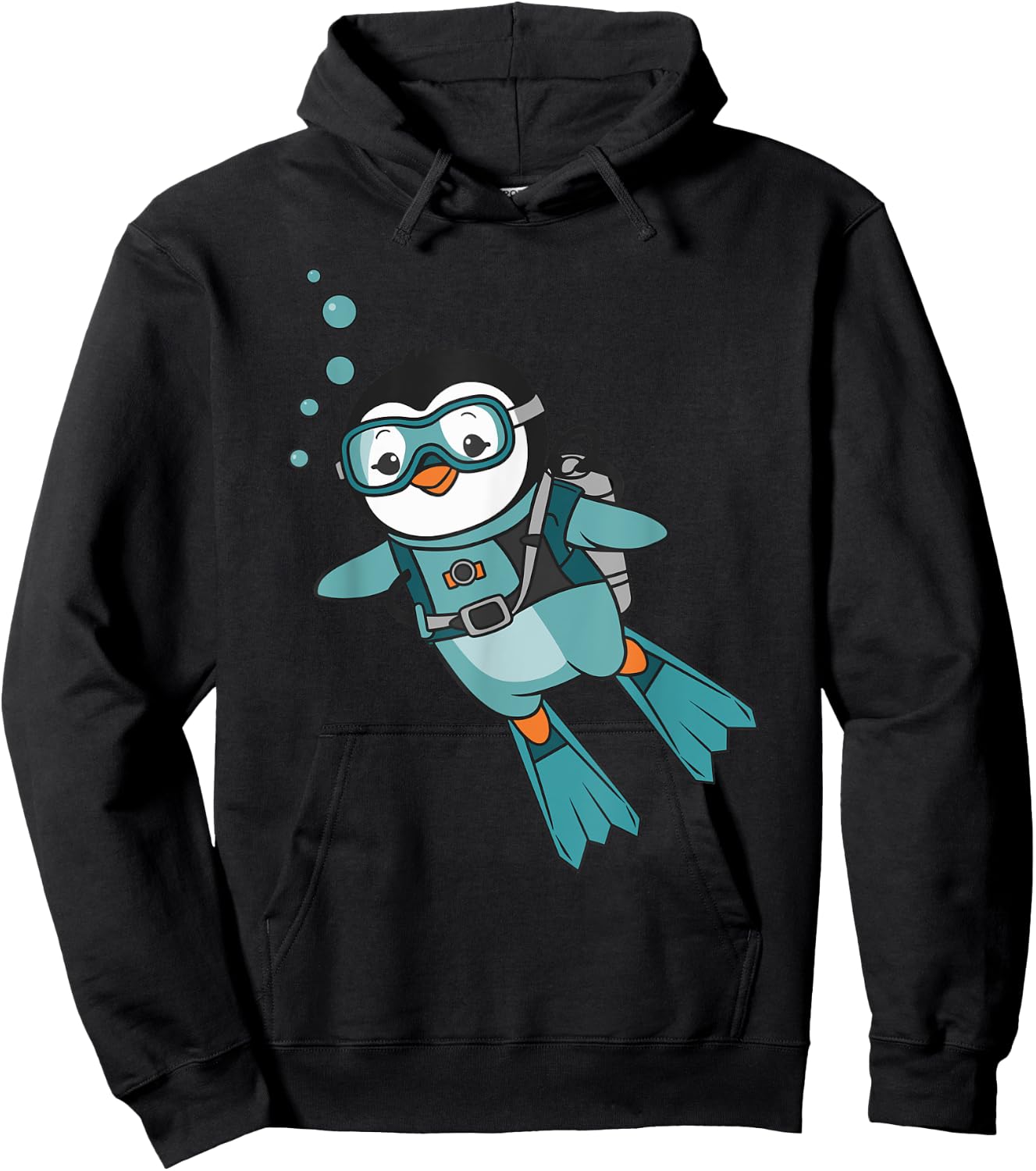 Cute Scuba Diving Penguin Hoodie - Hoodie | Black