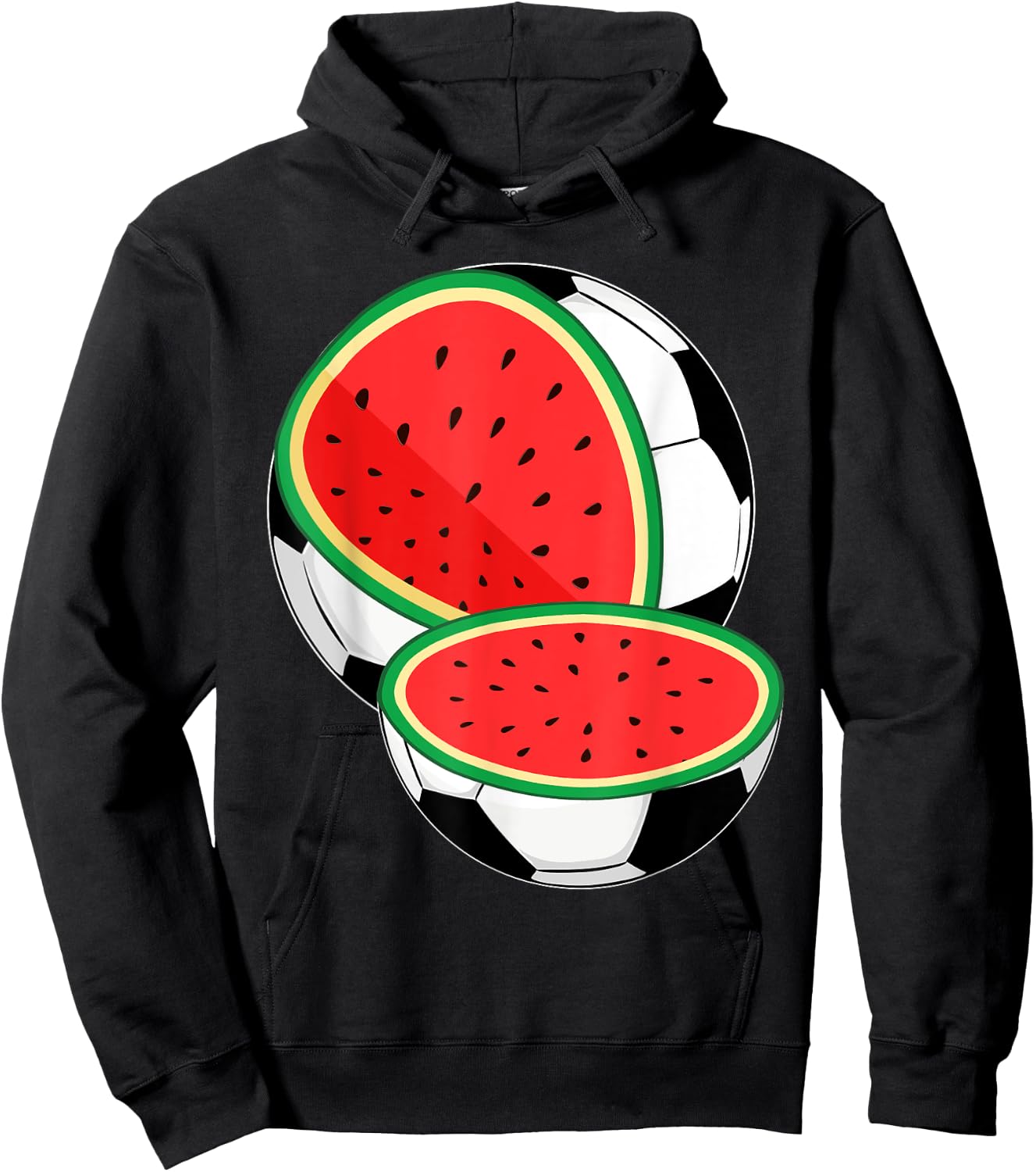 Funny Watermelon Soccer Ball Tropical Melon Summer Vibes Men Hoodie - Hoodie | Black