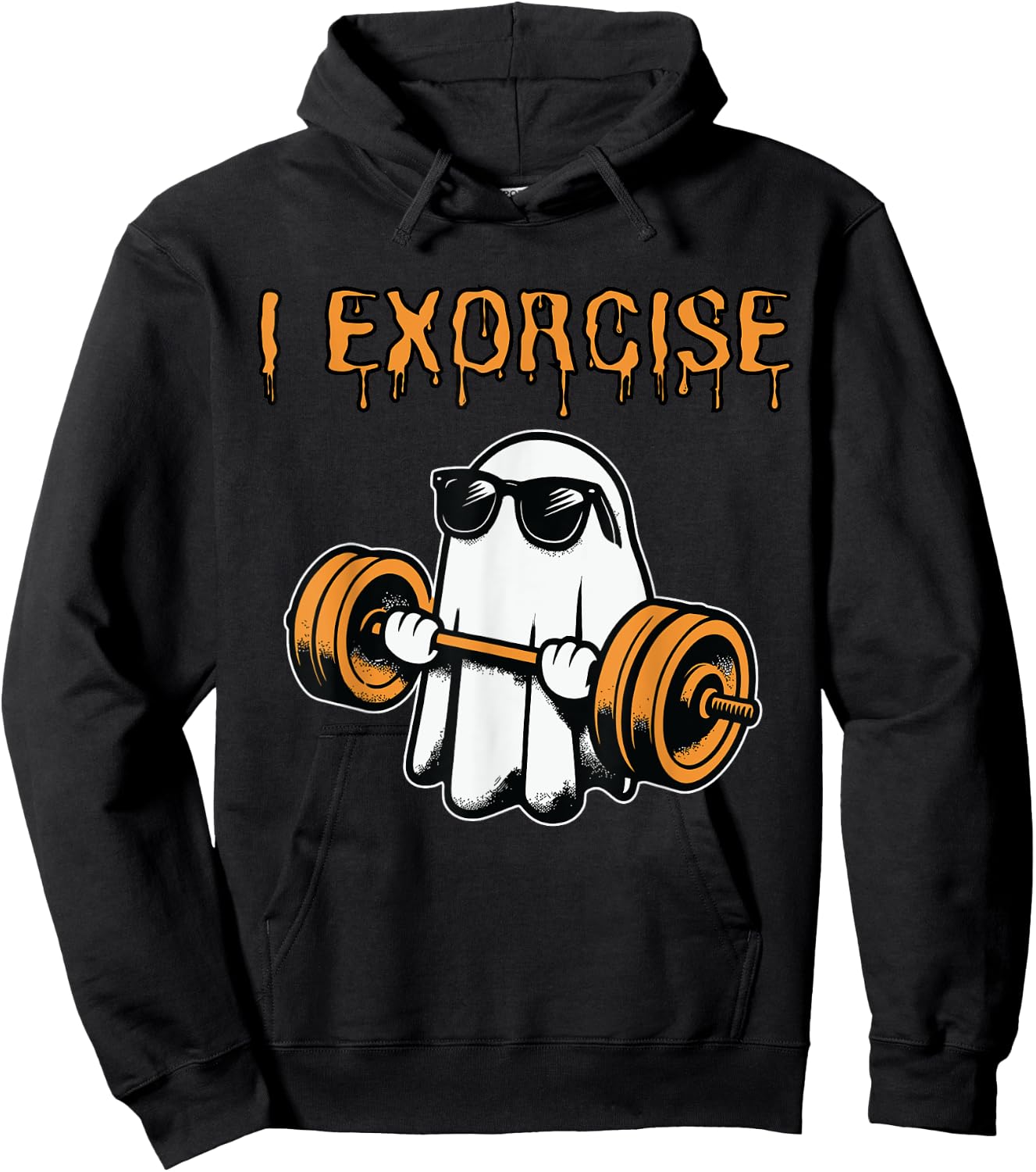 ghost I exorcise funny gym exercise workout spooky Halloween Hoodie - Hoodie | Black